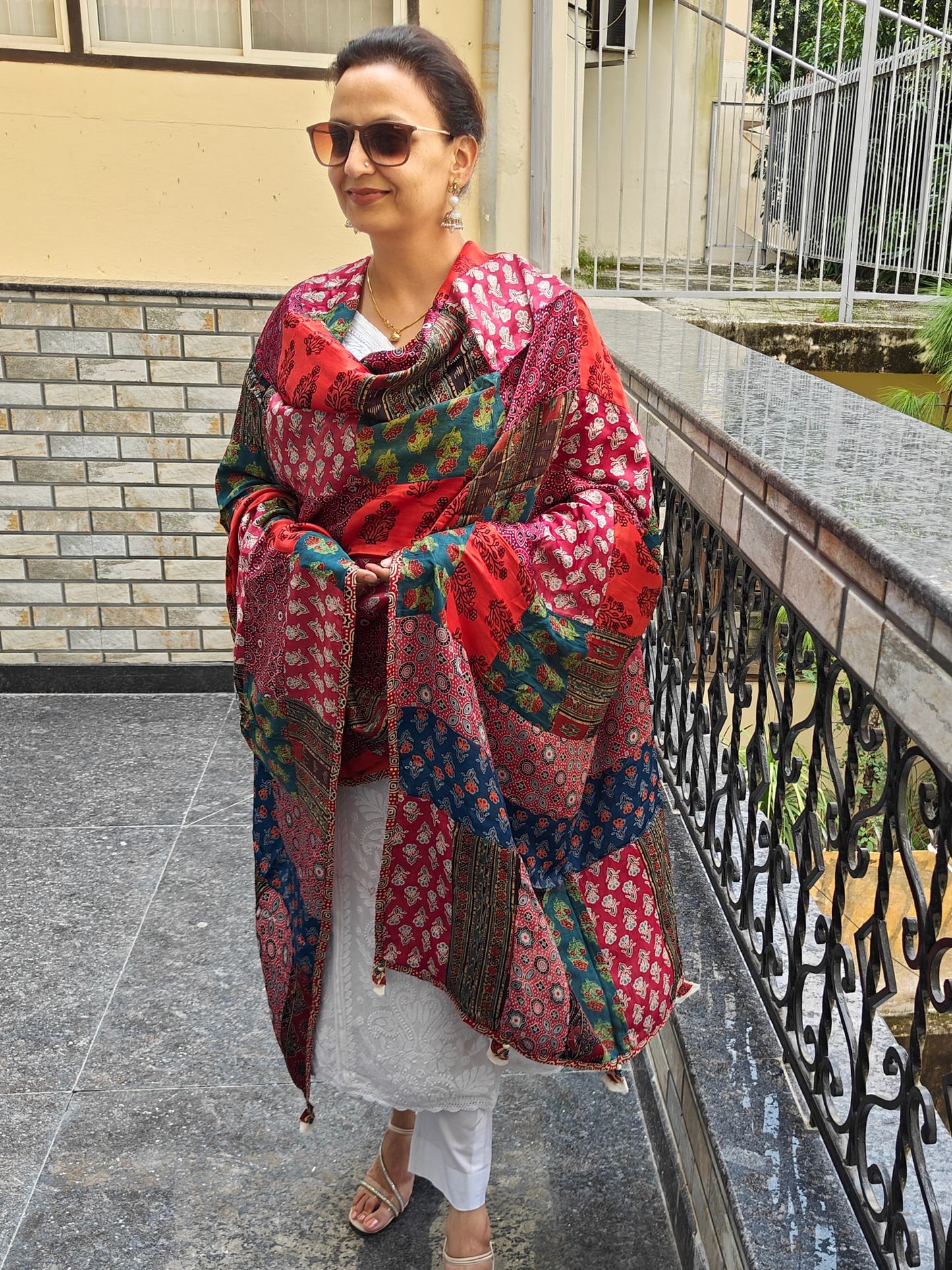 Ajrakh Patch Work Dupatta