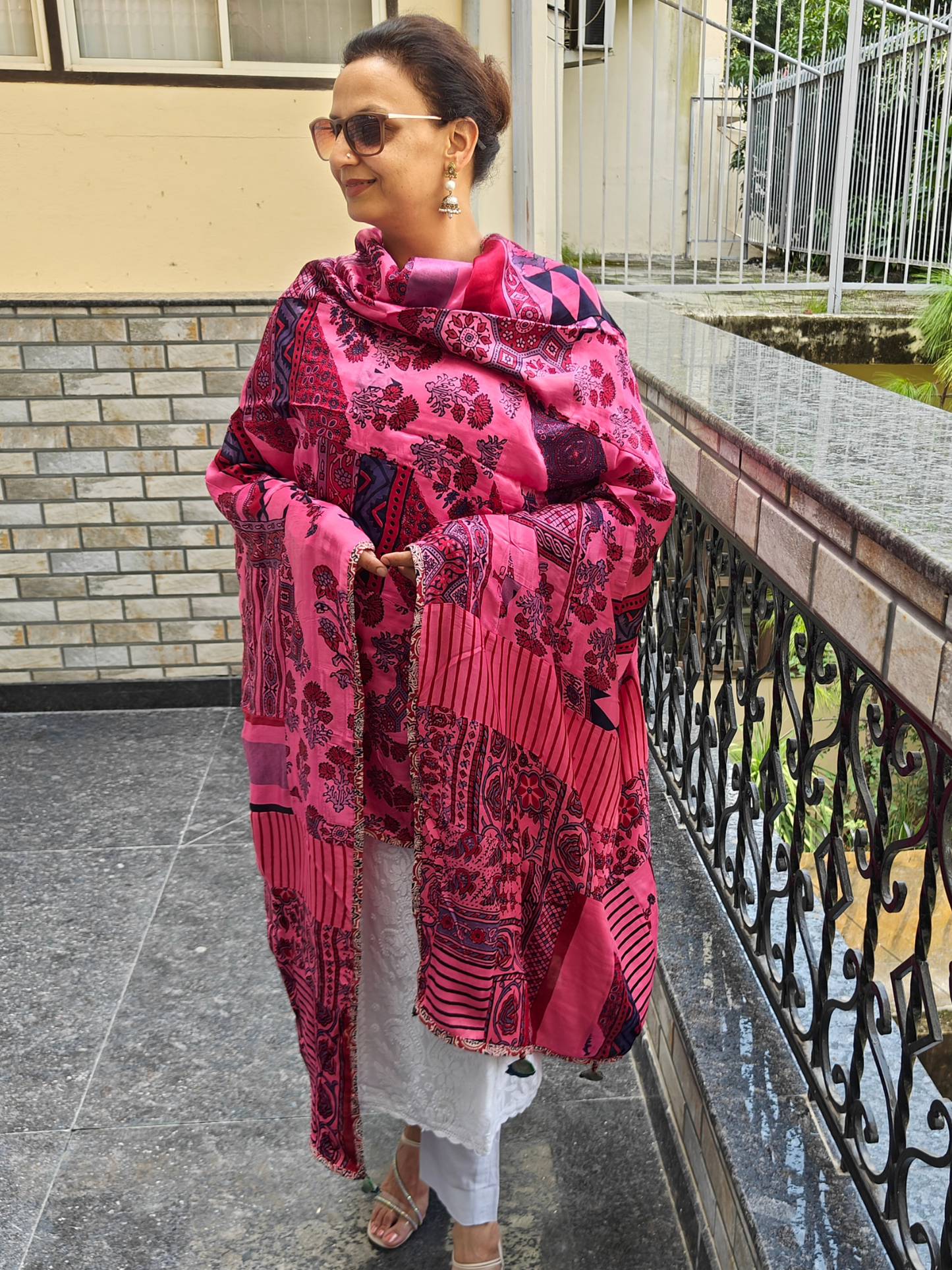 Ajrakh Patch Work Dupatta