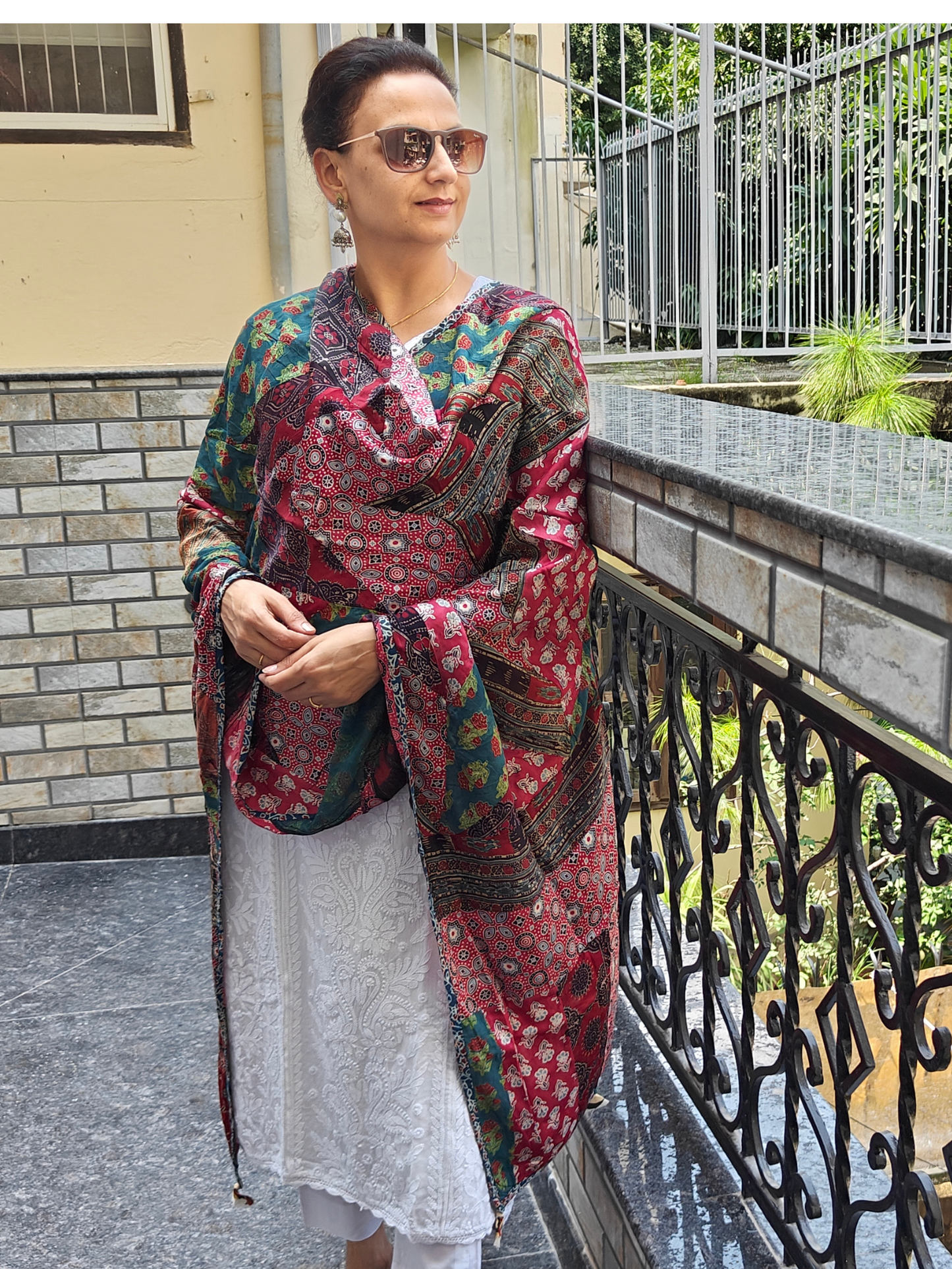 Ajrakh Patch Work Dupatta