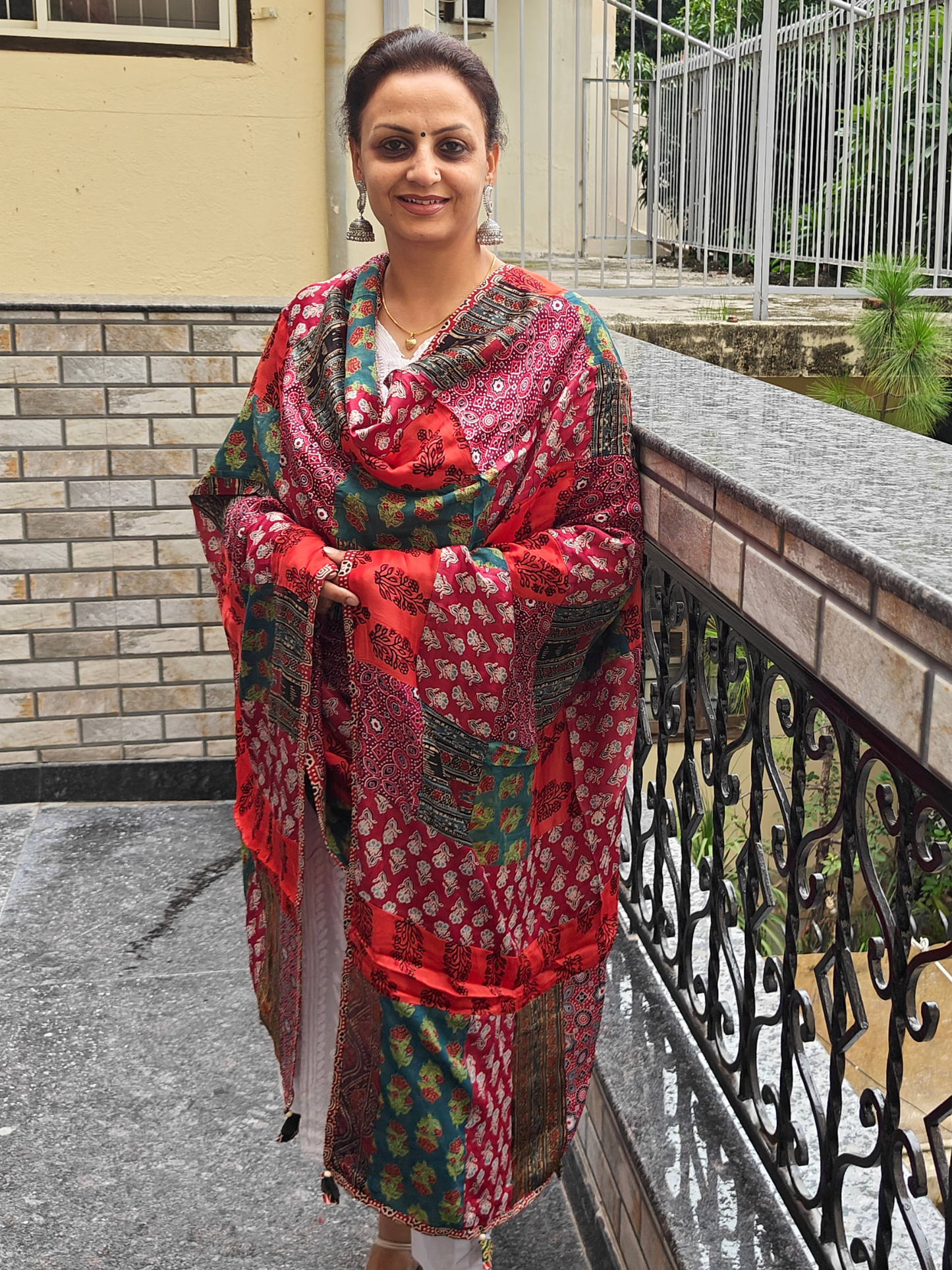 Ajrakh Patch Work Dupatta