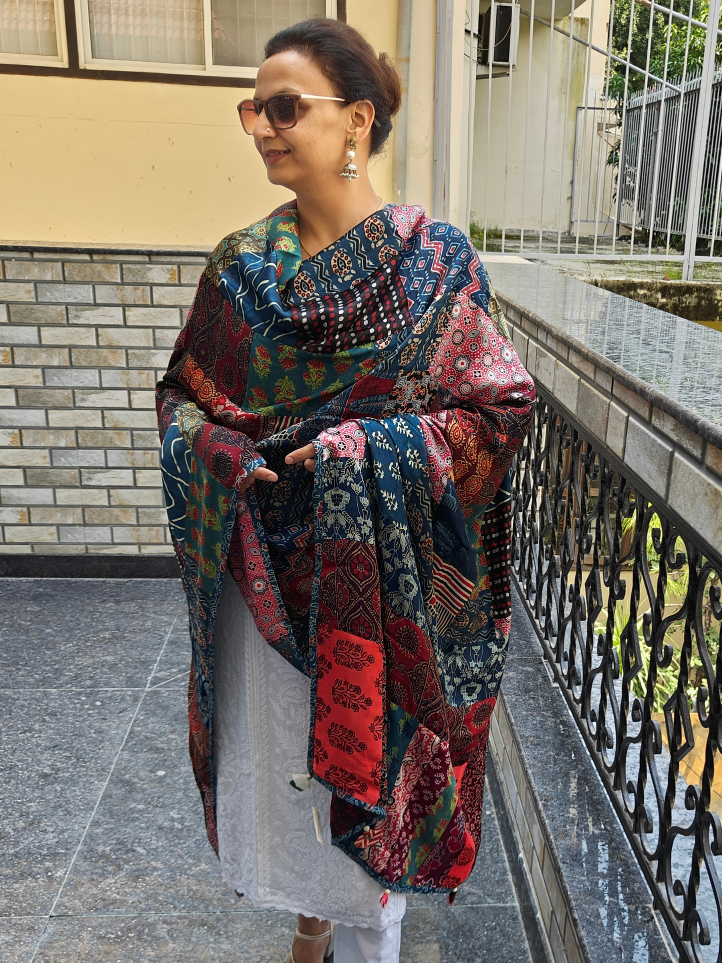 Ajrakh Patch Work Dupatta
