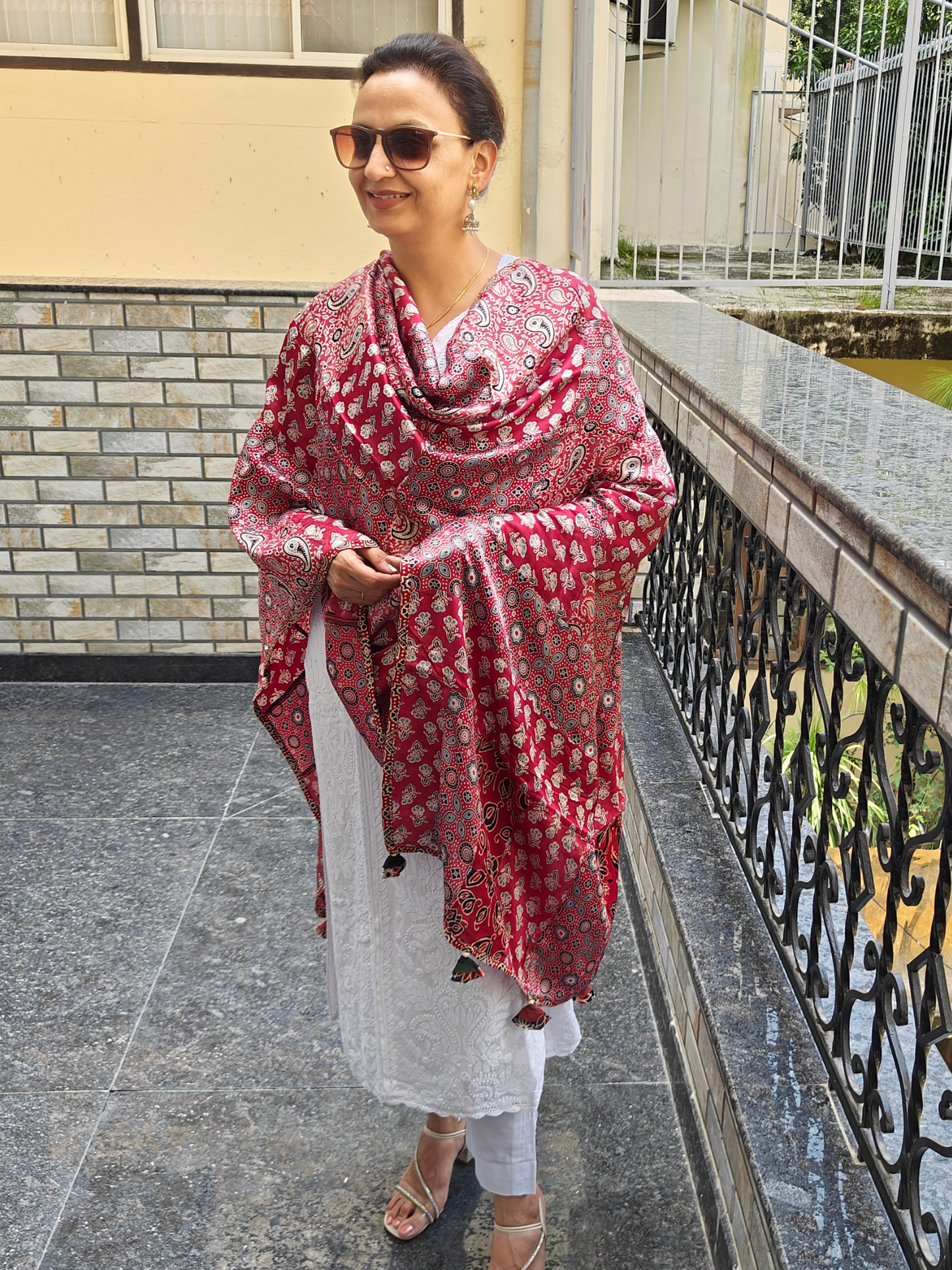 Ajrakh Patch Work Dupatta
