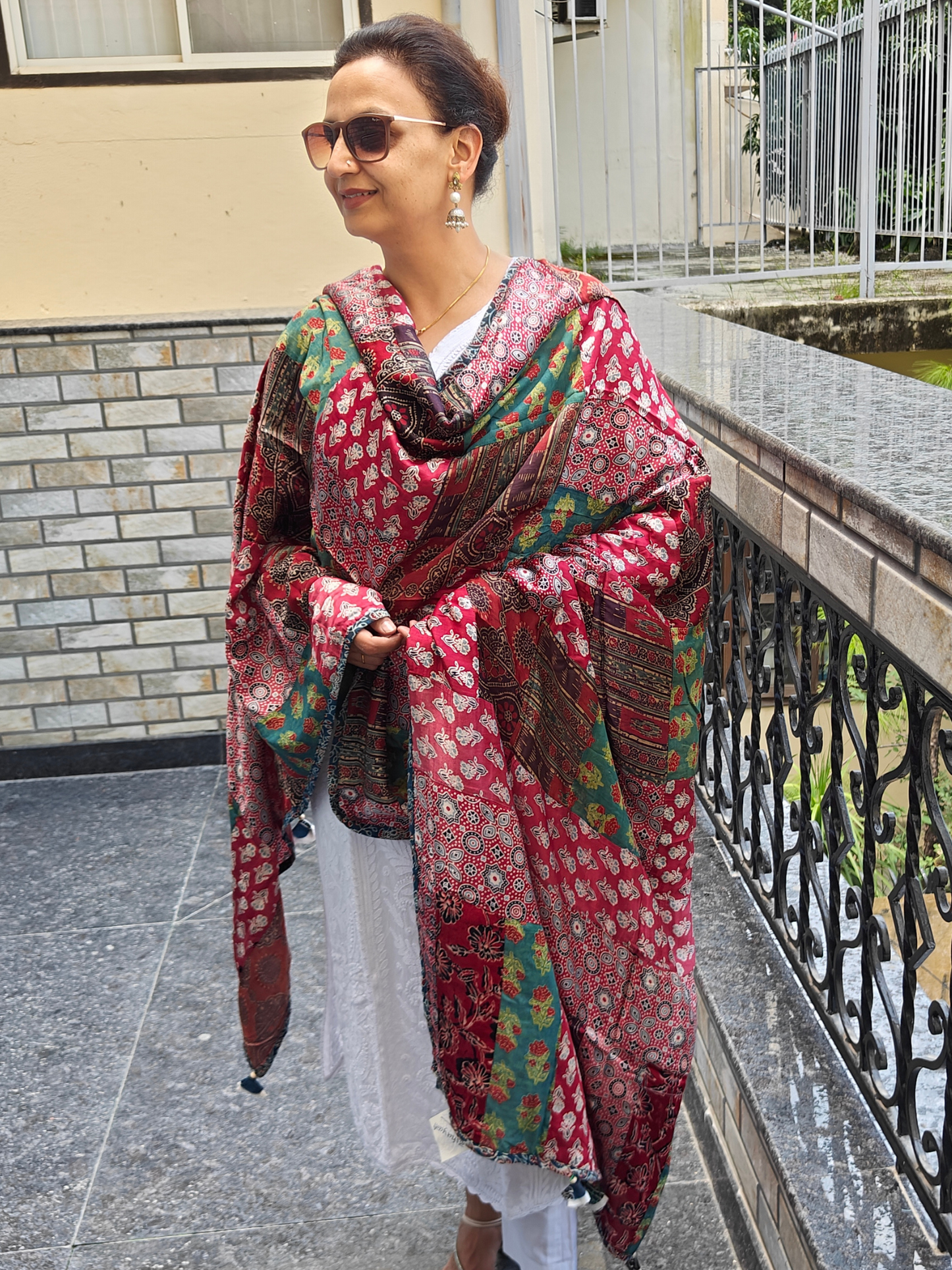 Ajrakh Patch Work Dupatta