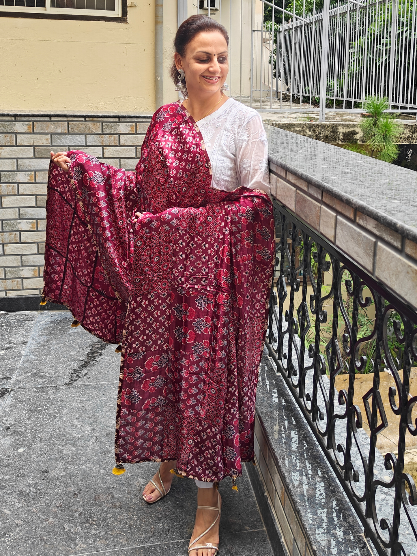 Ajrakh Patch Work Dupatta