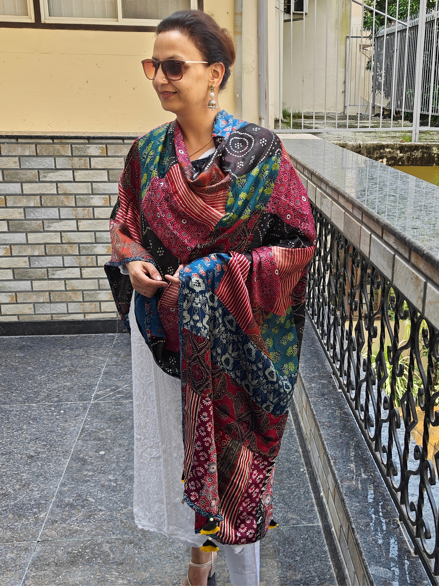 Ajrakh Patch Work Dupatta
