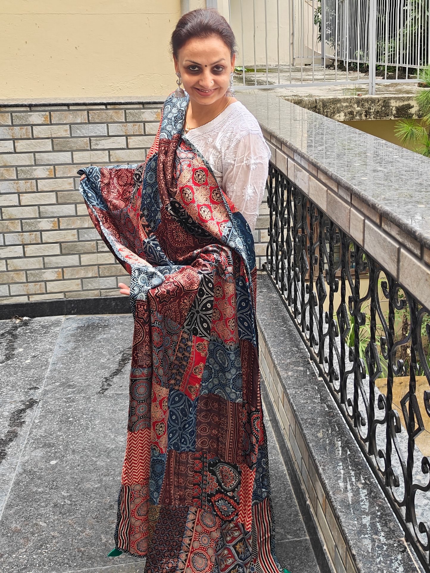 Ajrakh Patch Work Dupatta