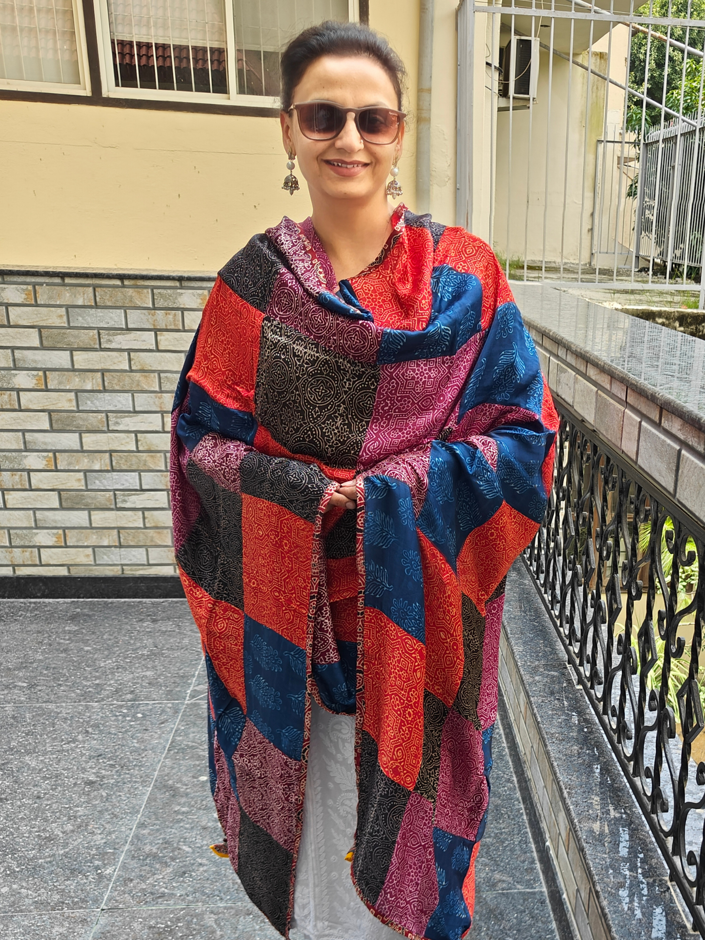Ajrakh Patch Work Dupatta