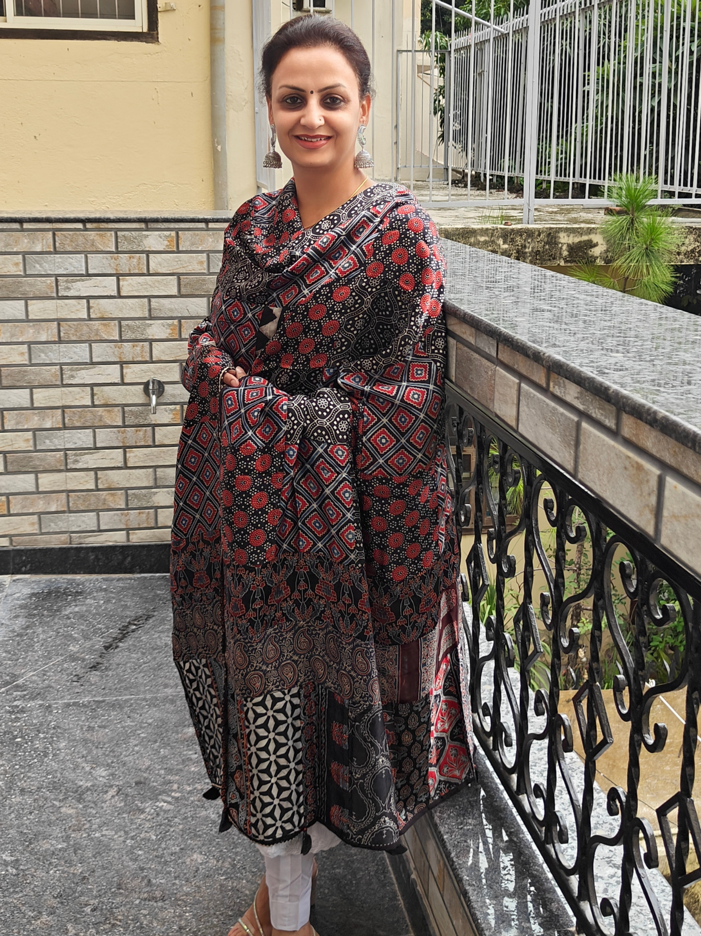 Ajrakh Patch Work Dupatta