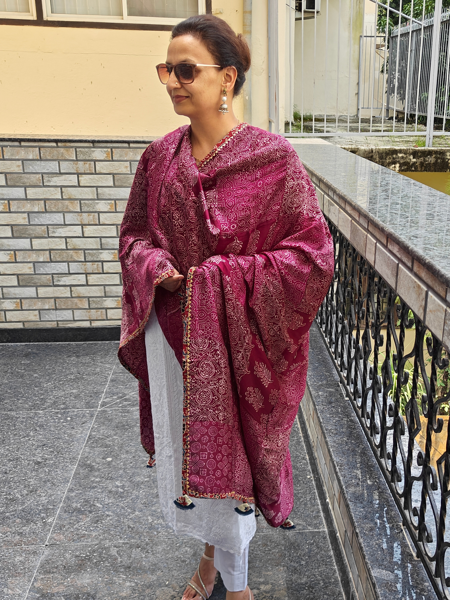 Ajrakh Patch Work Dupatta