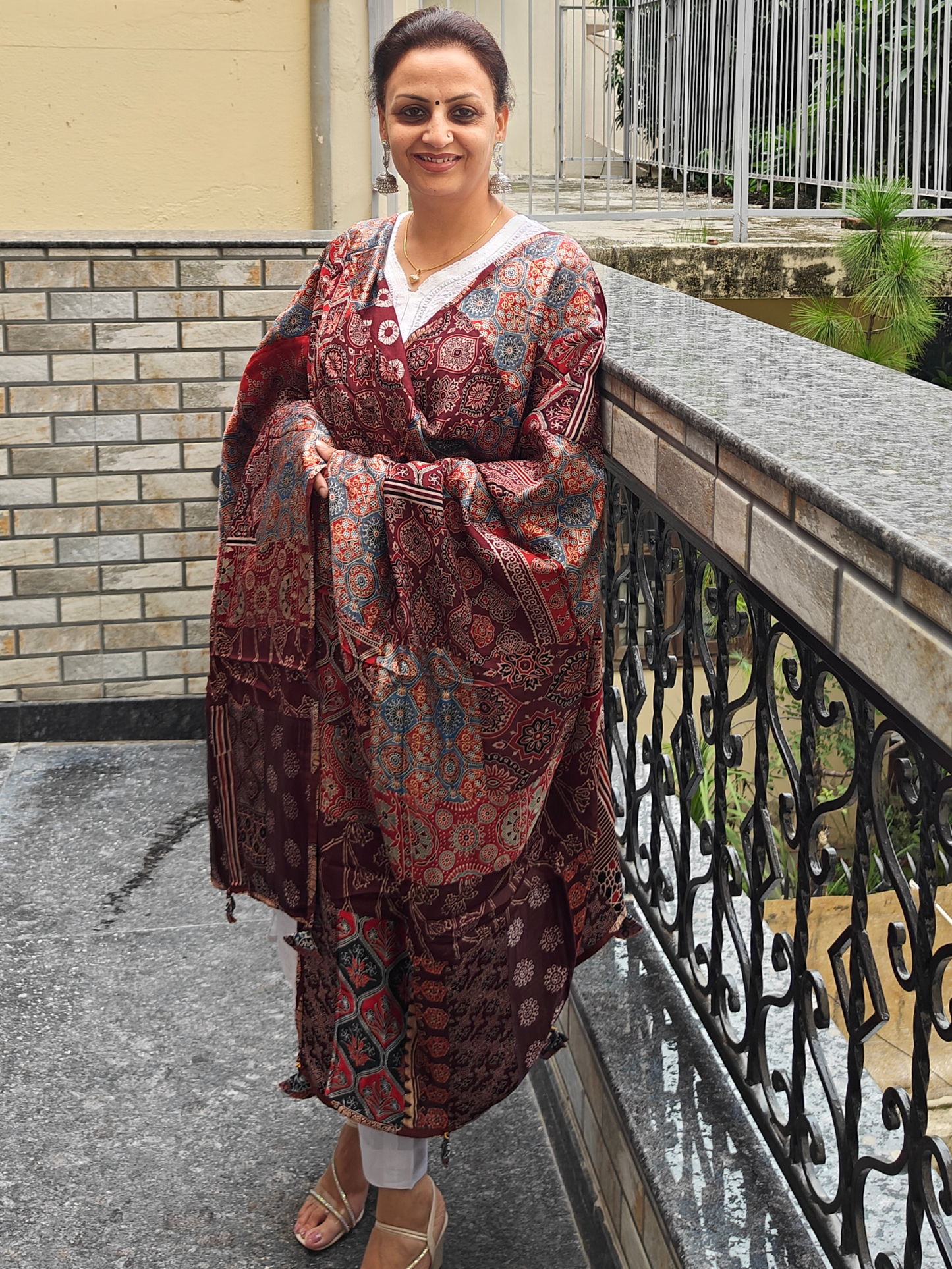 Ajrakh Patch Work Dupatta