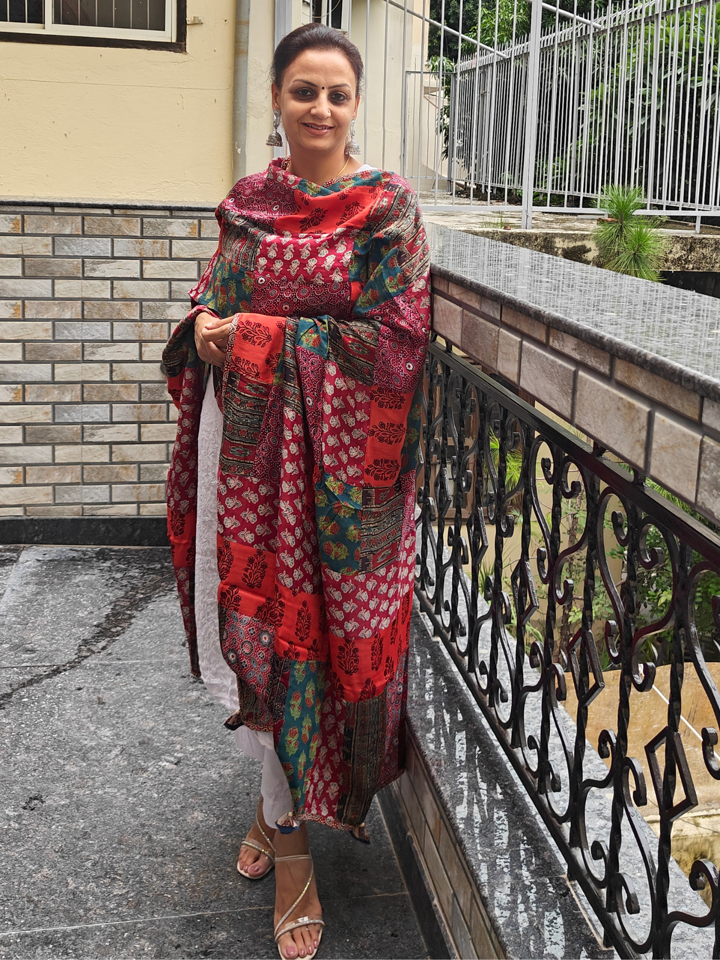 Ajrakh Patch Work Dupatta