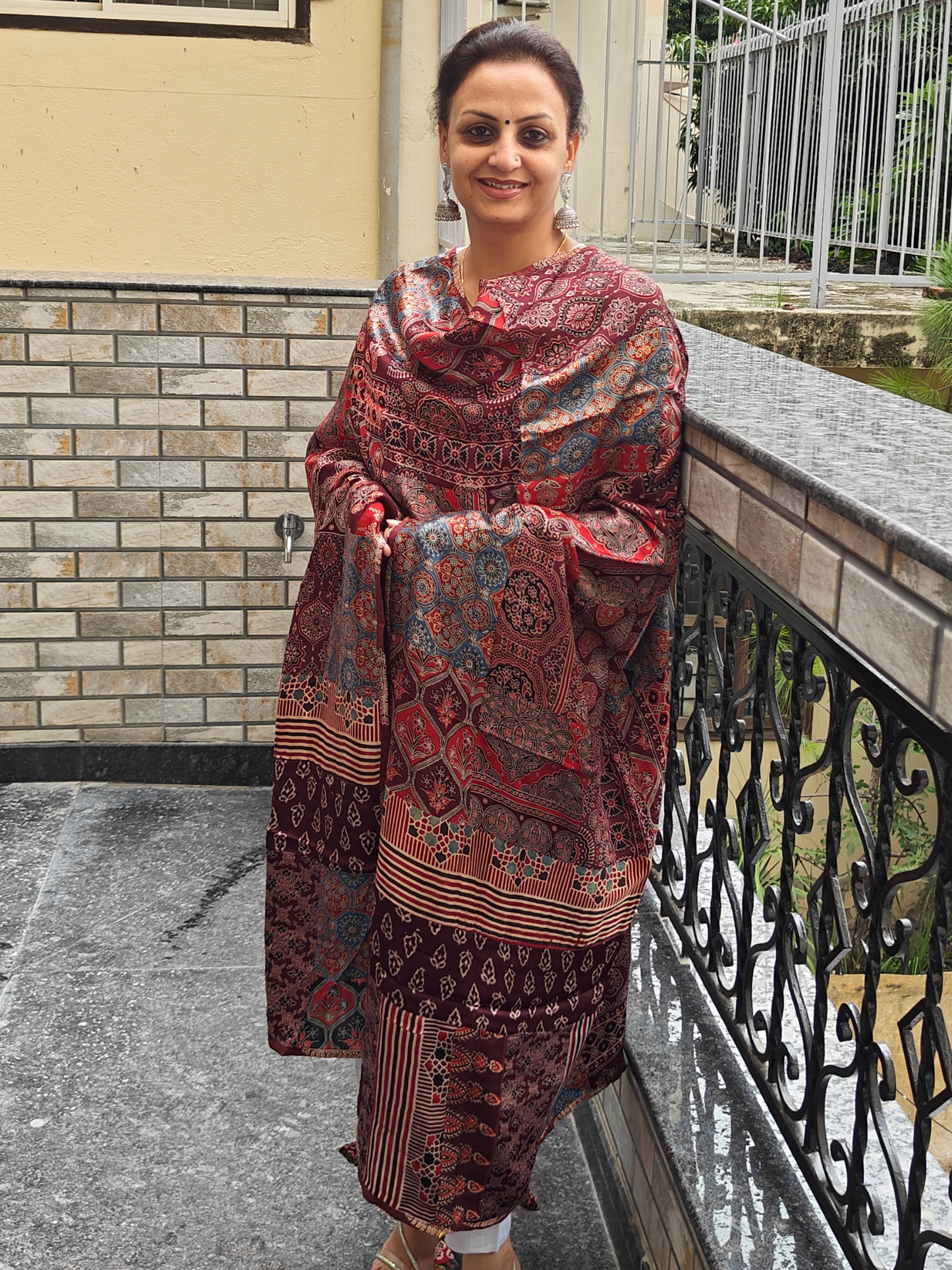 Ajrakh Patch Work Dupatta