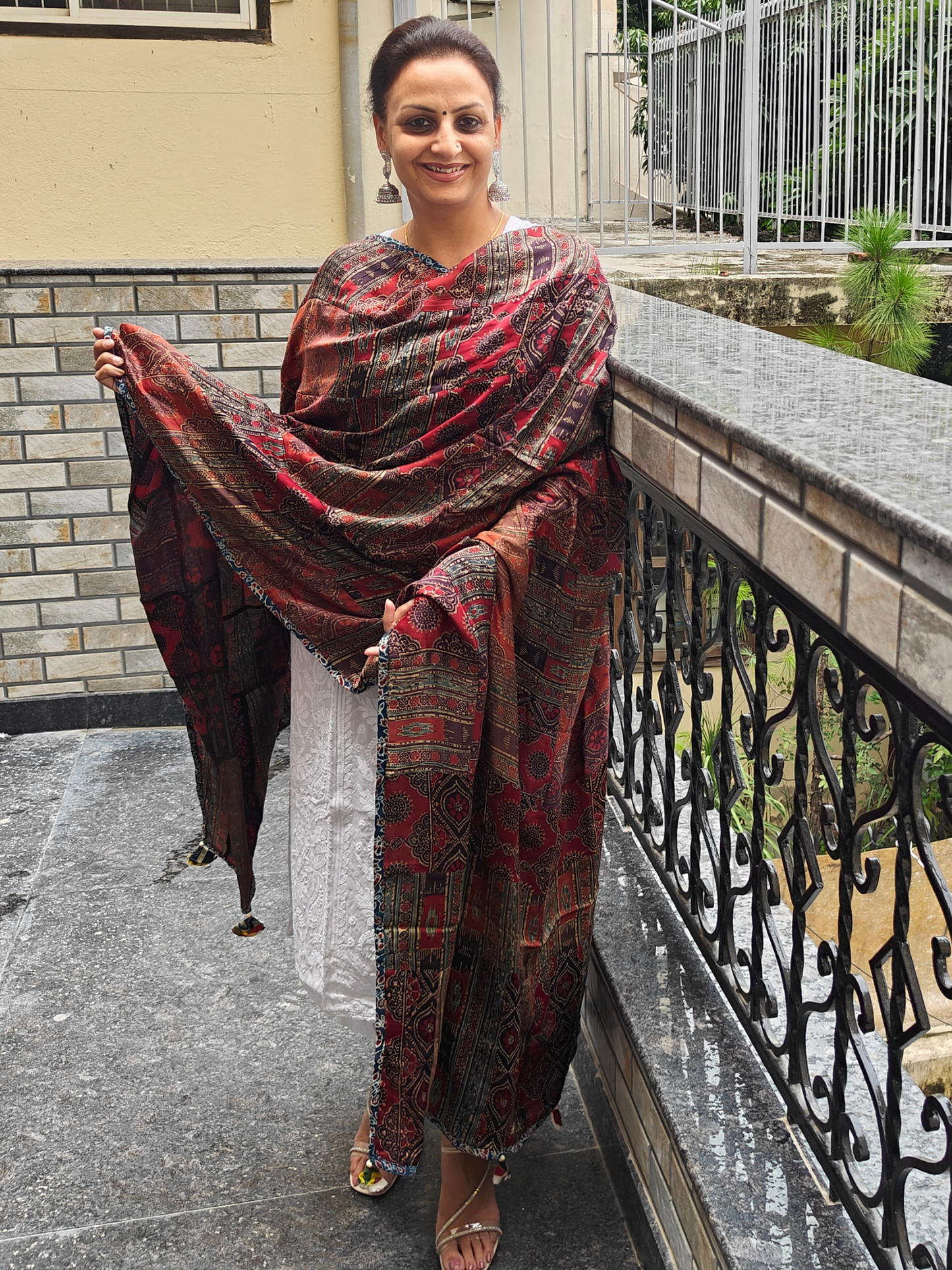 Ajrakh Patch Work Dupatta