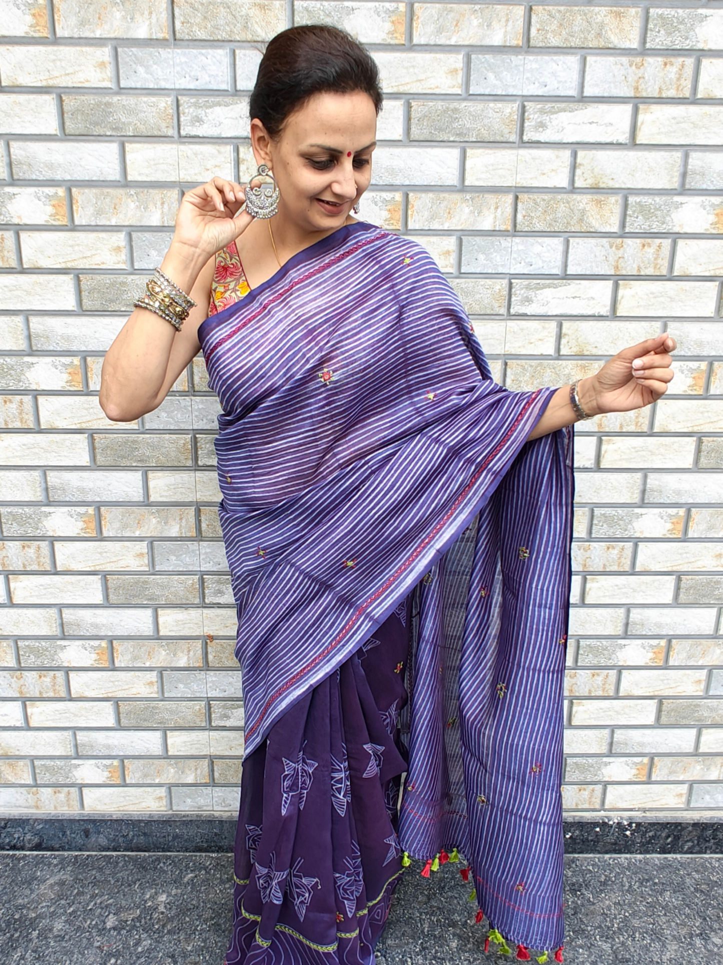 Indigo Shibori Handcrafted Saree