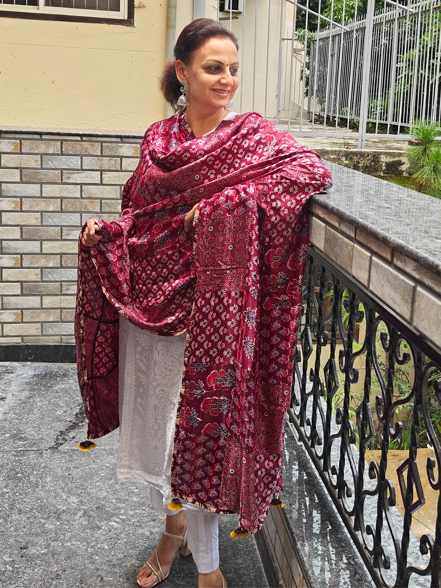 Ajrakh Patch Work Dupatta