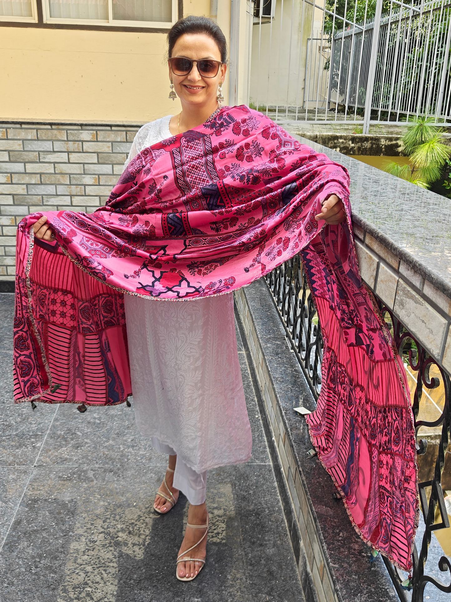 Ajrakh Patch Work Dupatta