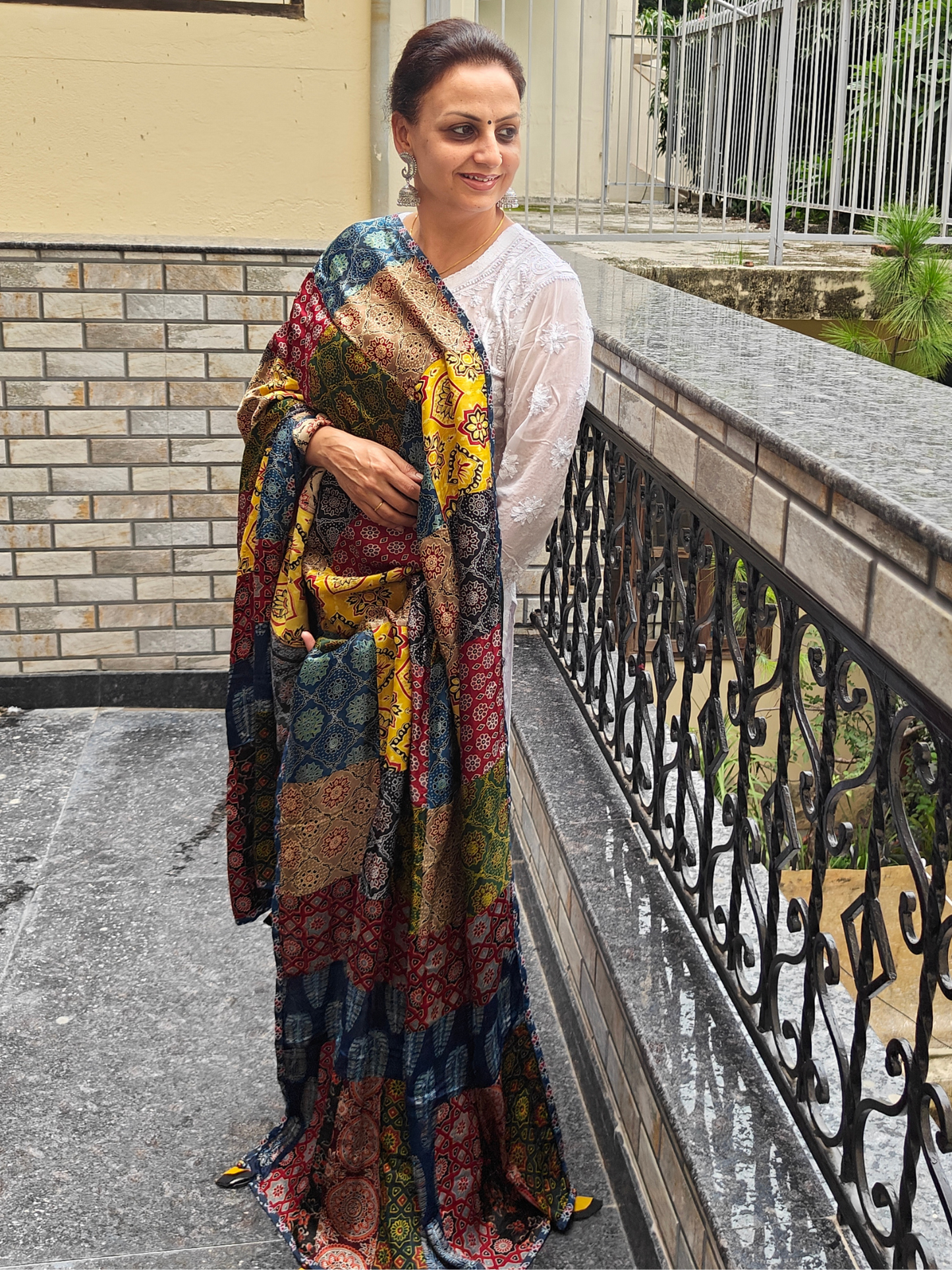 Ajrakh Patch Work Dupatta