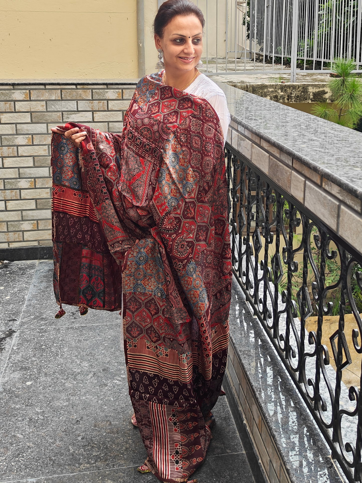 Ajrakh Patch Work Dupatta