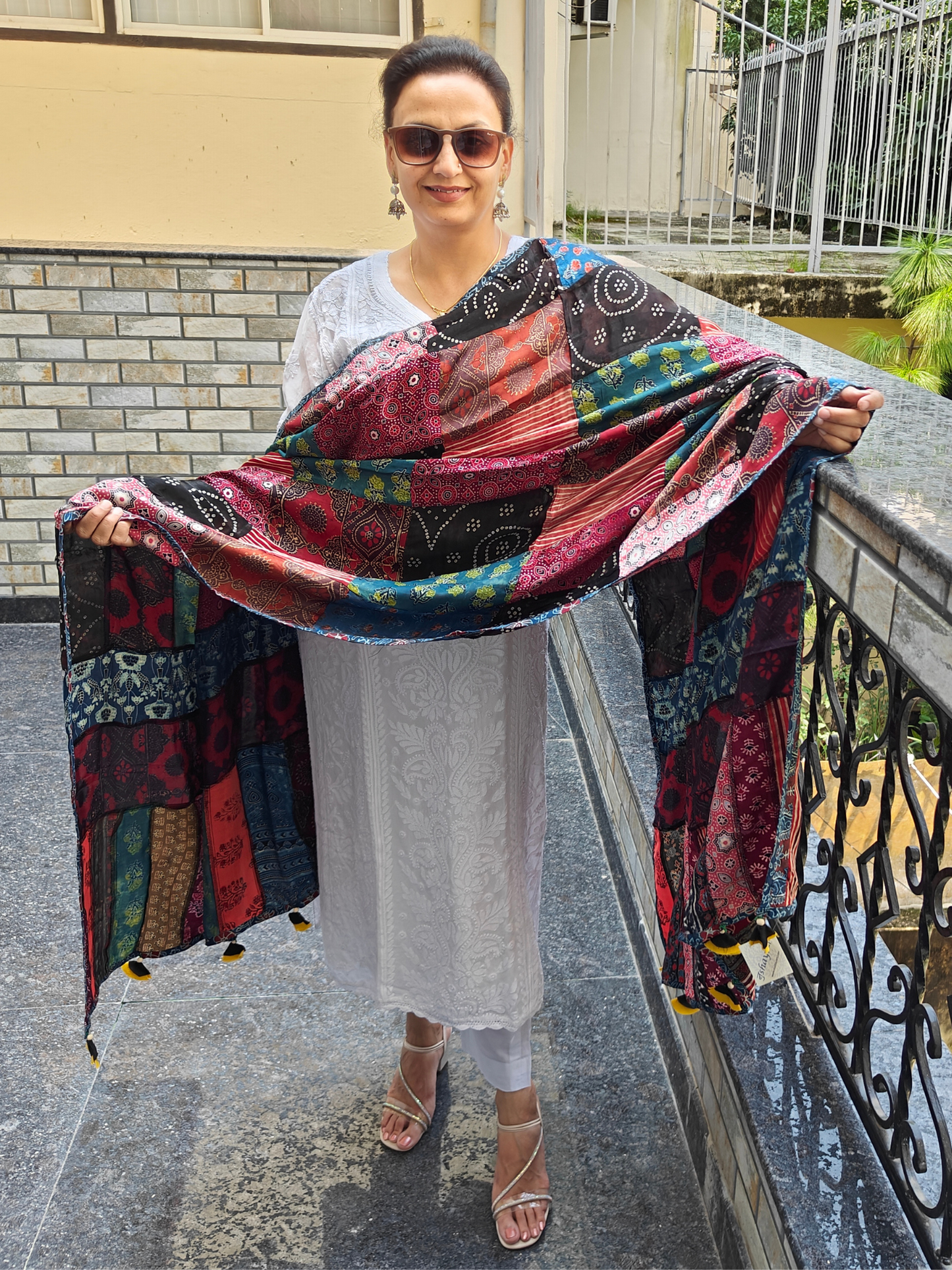Ajrakh Patch Work Dupatta