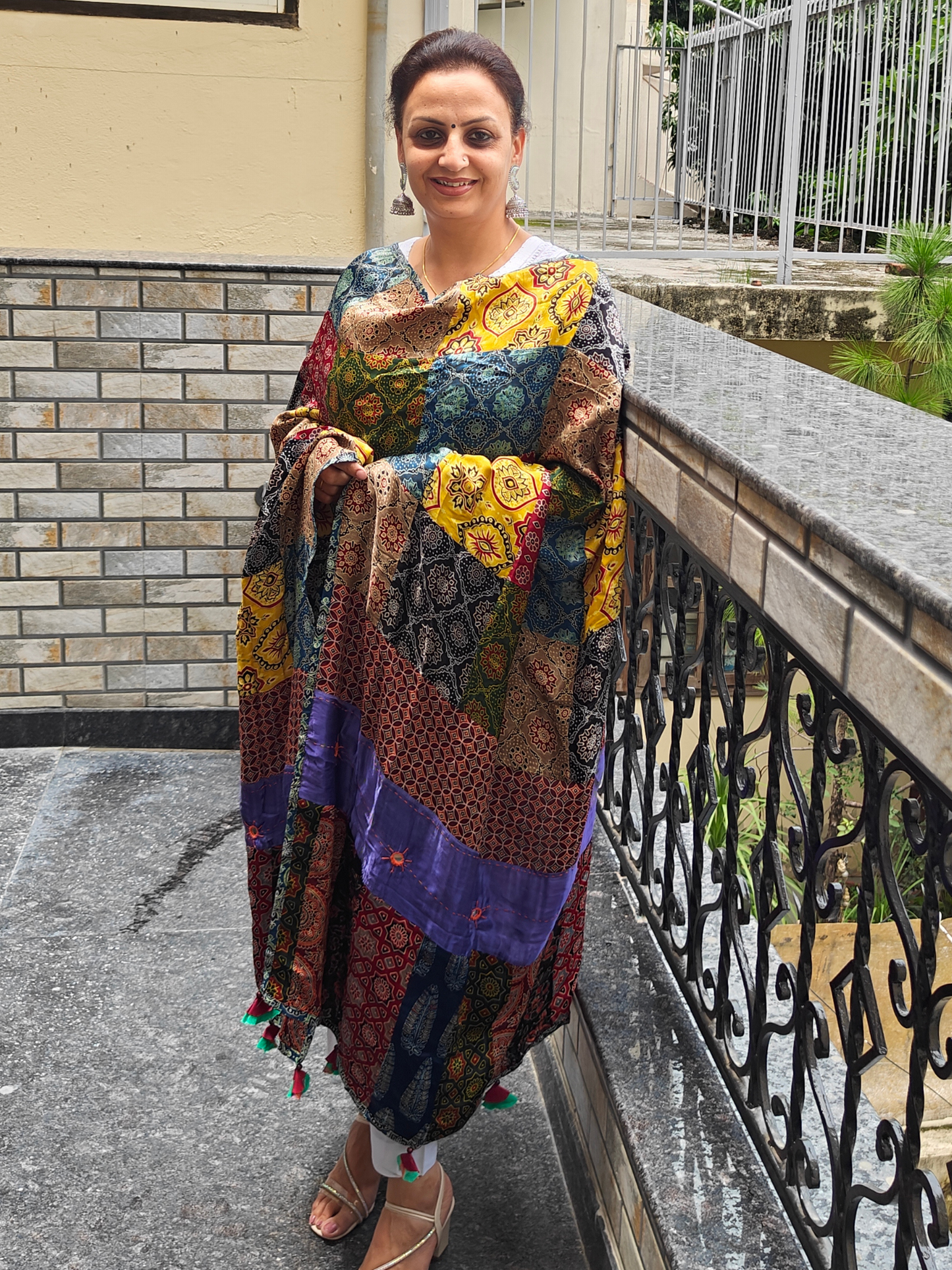 Ajrakh Patch Work Dupatta