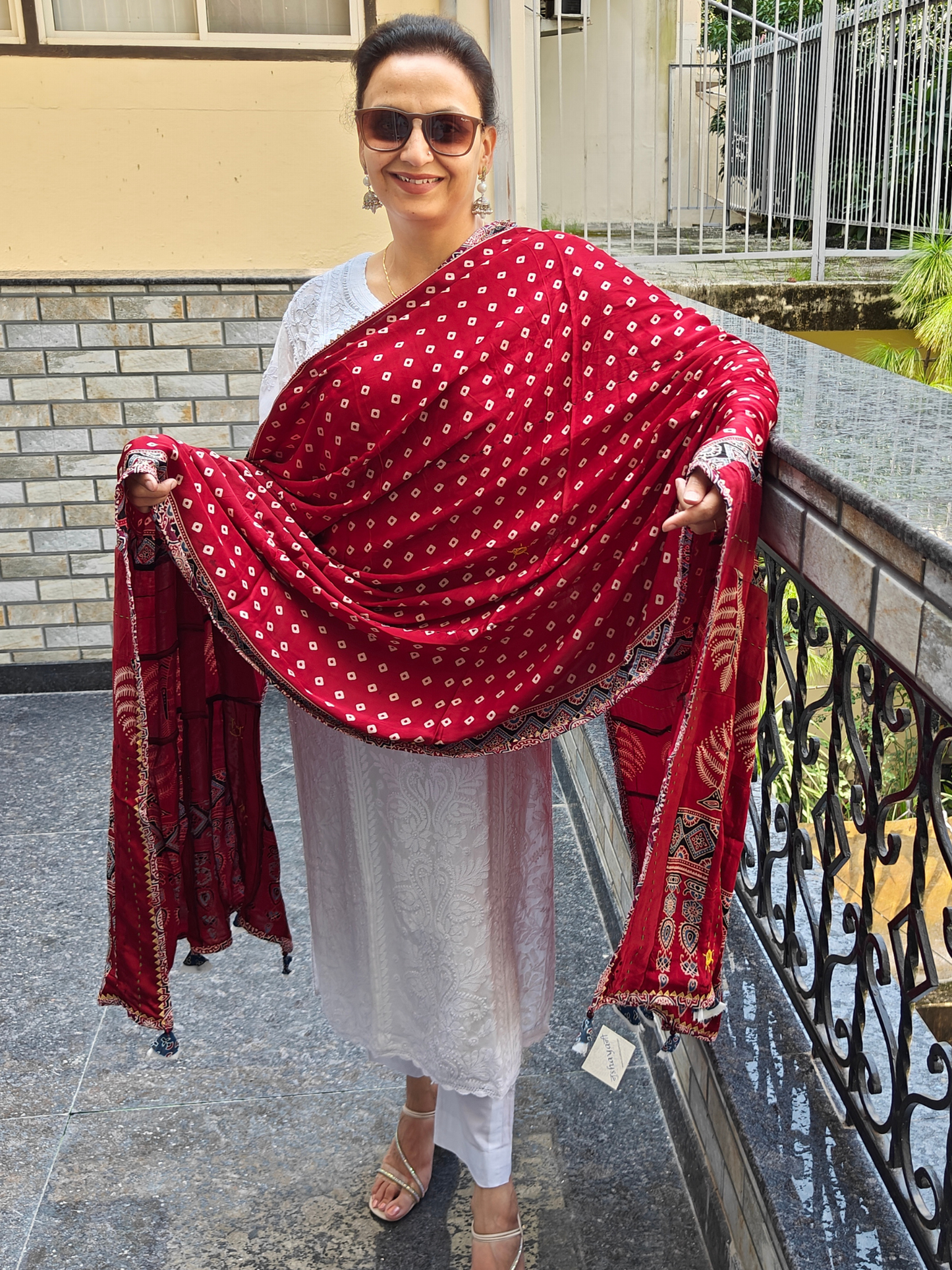 Ajrakh Patch Work Dupatta
