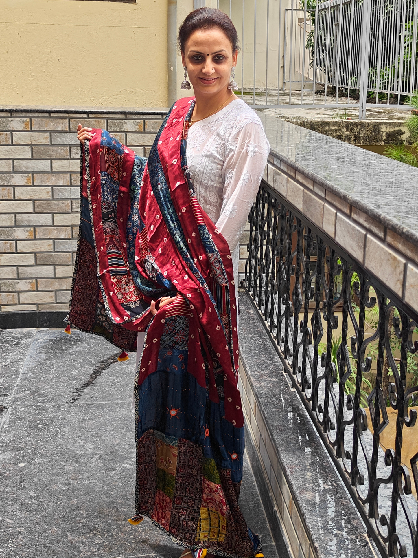 Ajrakh Patch Work Dupatta