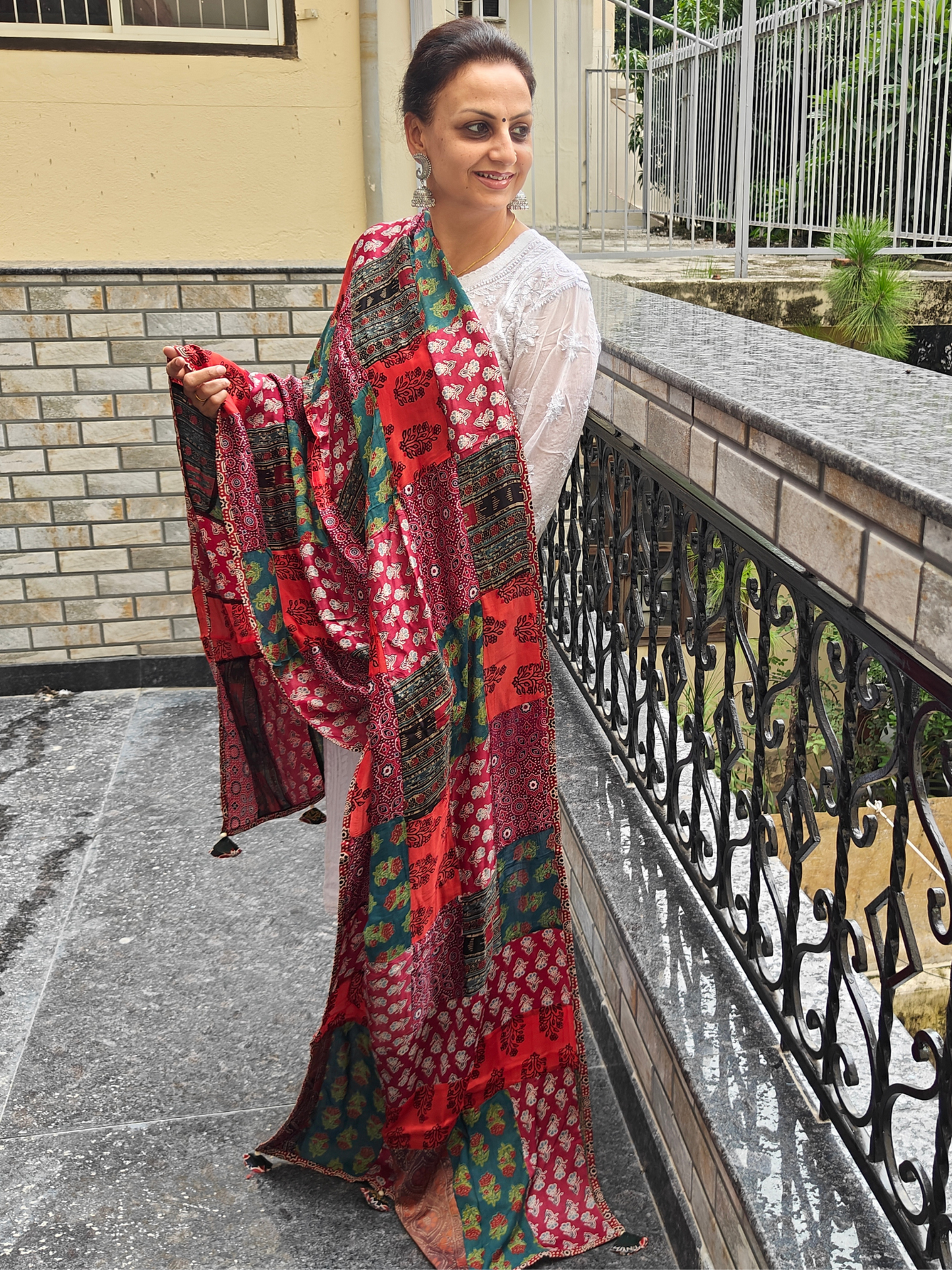 Ajrakh Patch Work Dupatta