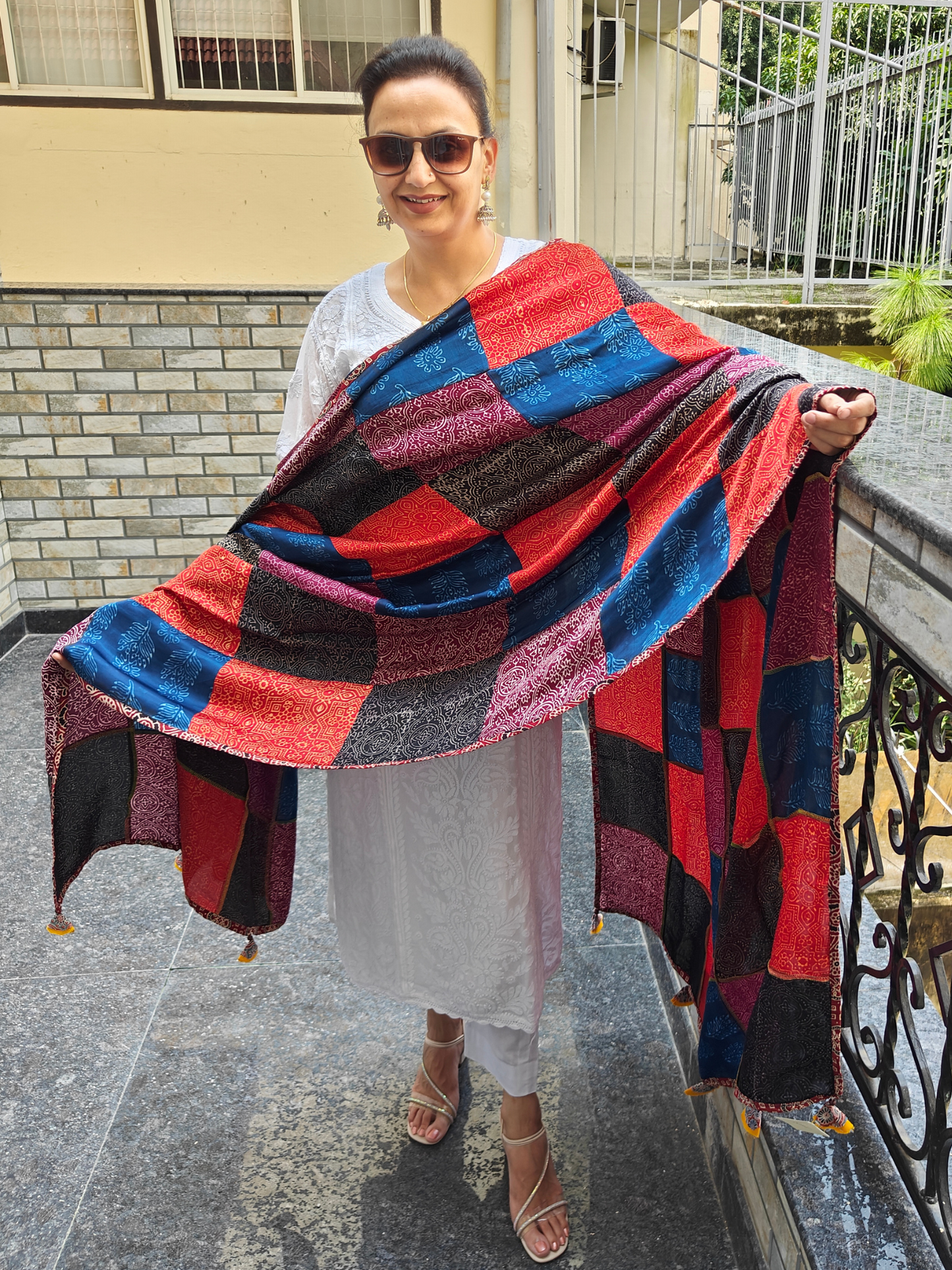 Ajrakh Patch Work Dupatta