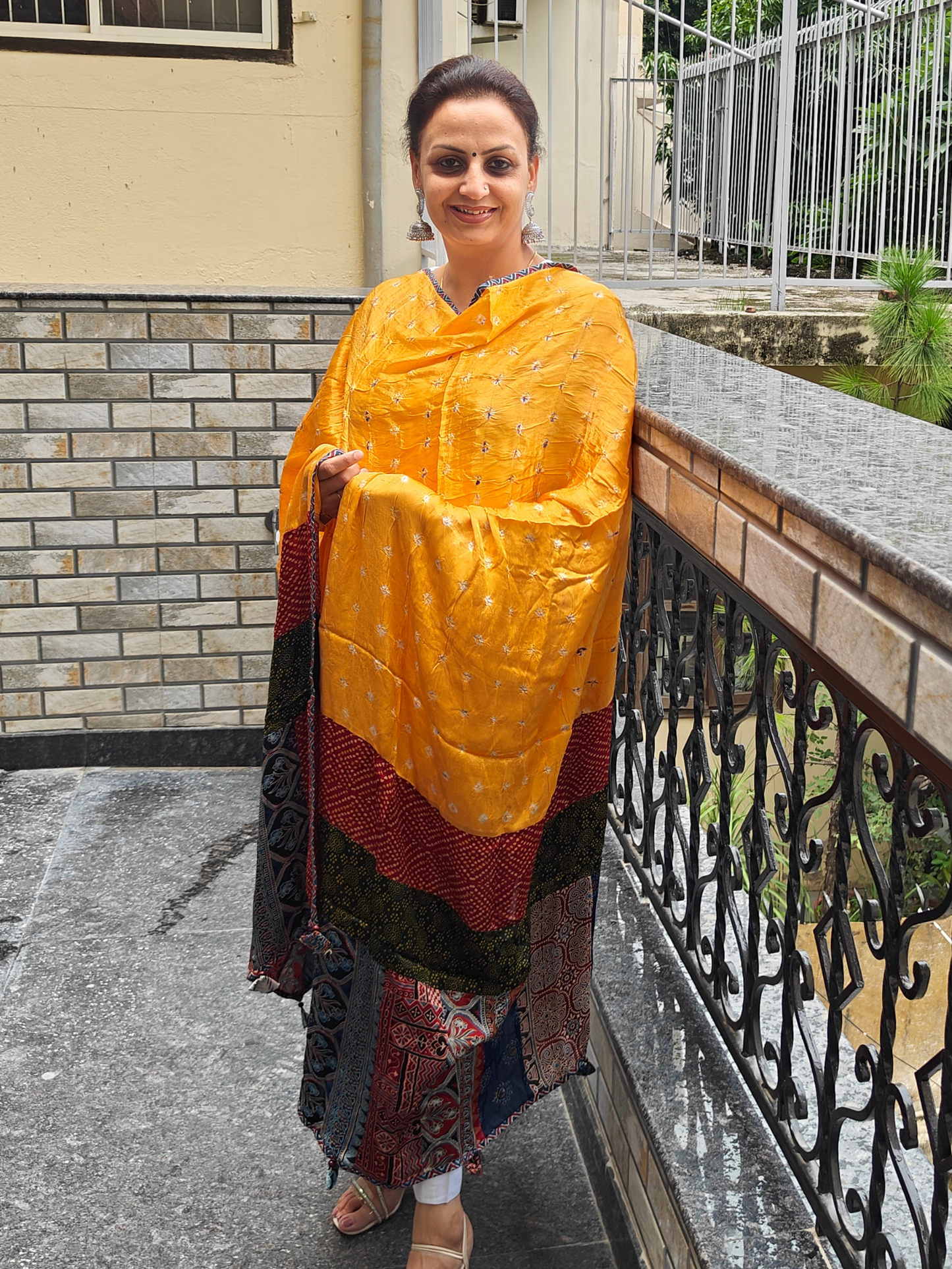 Ajrakh Patch Work Dupatta