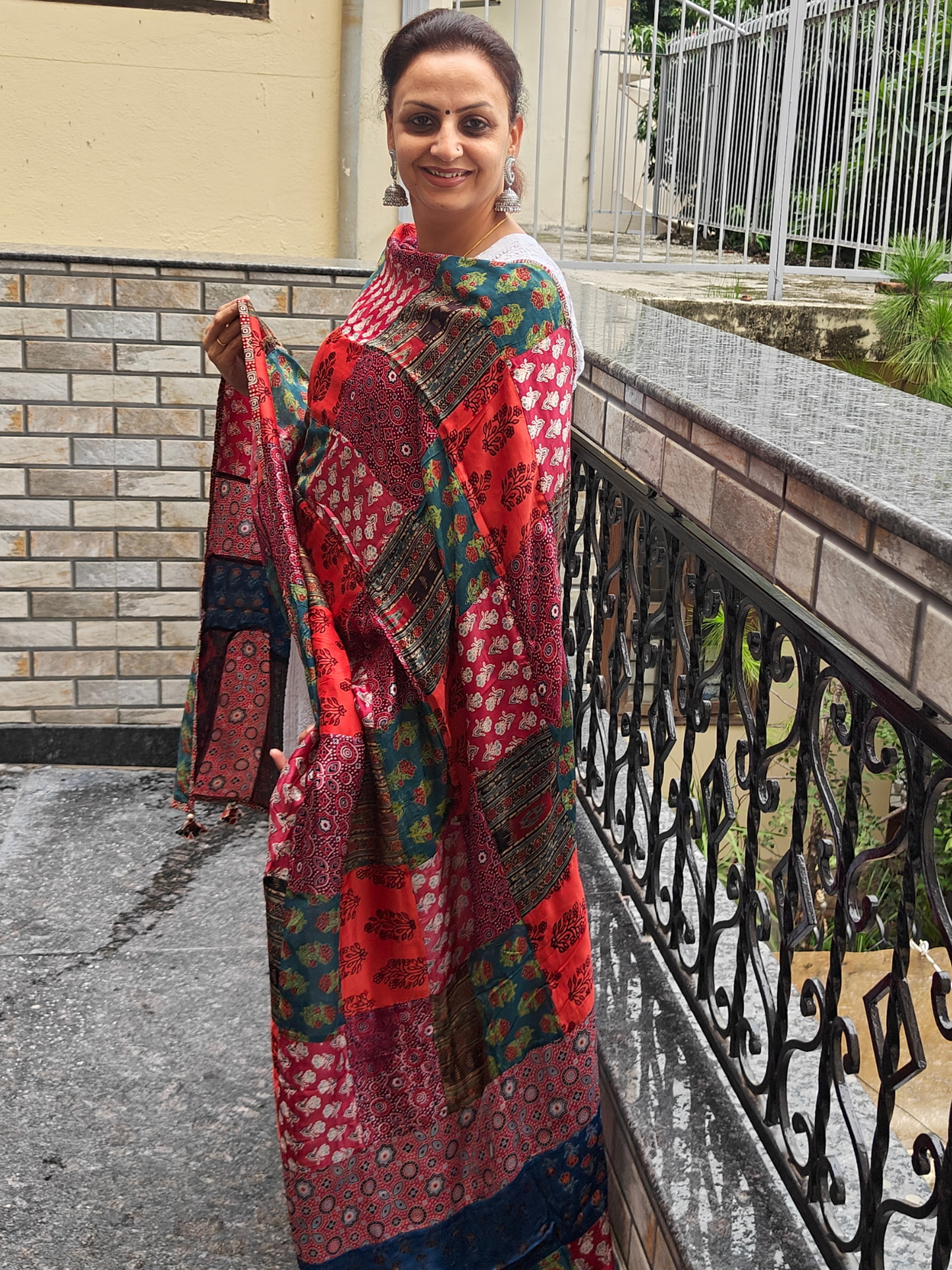Ajrakh Patch Work Dupatta