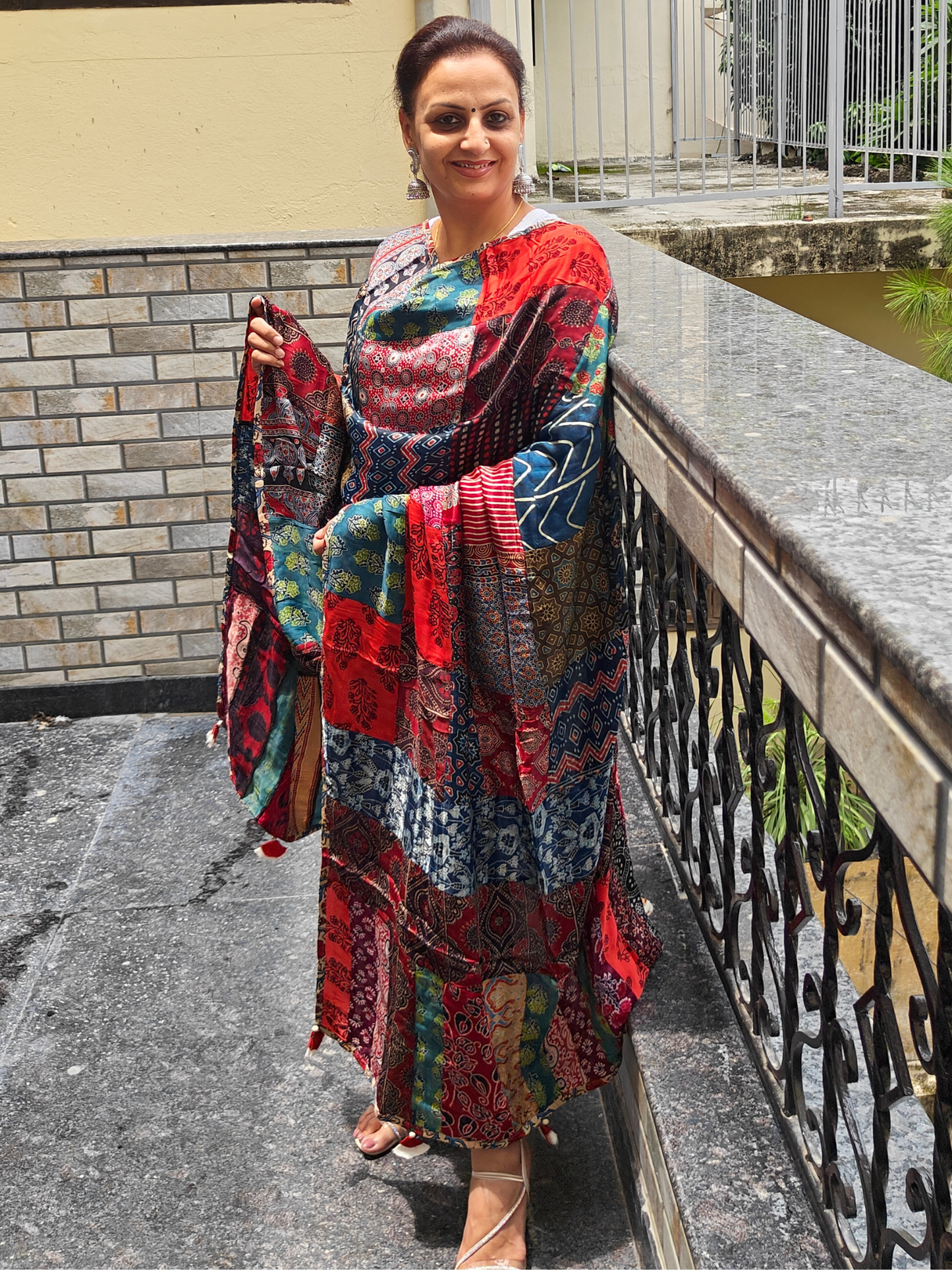 Ajrakh Patch Work Dupatta