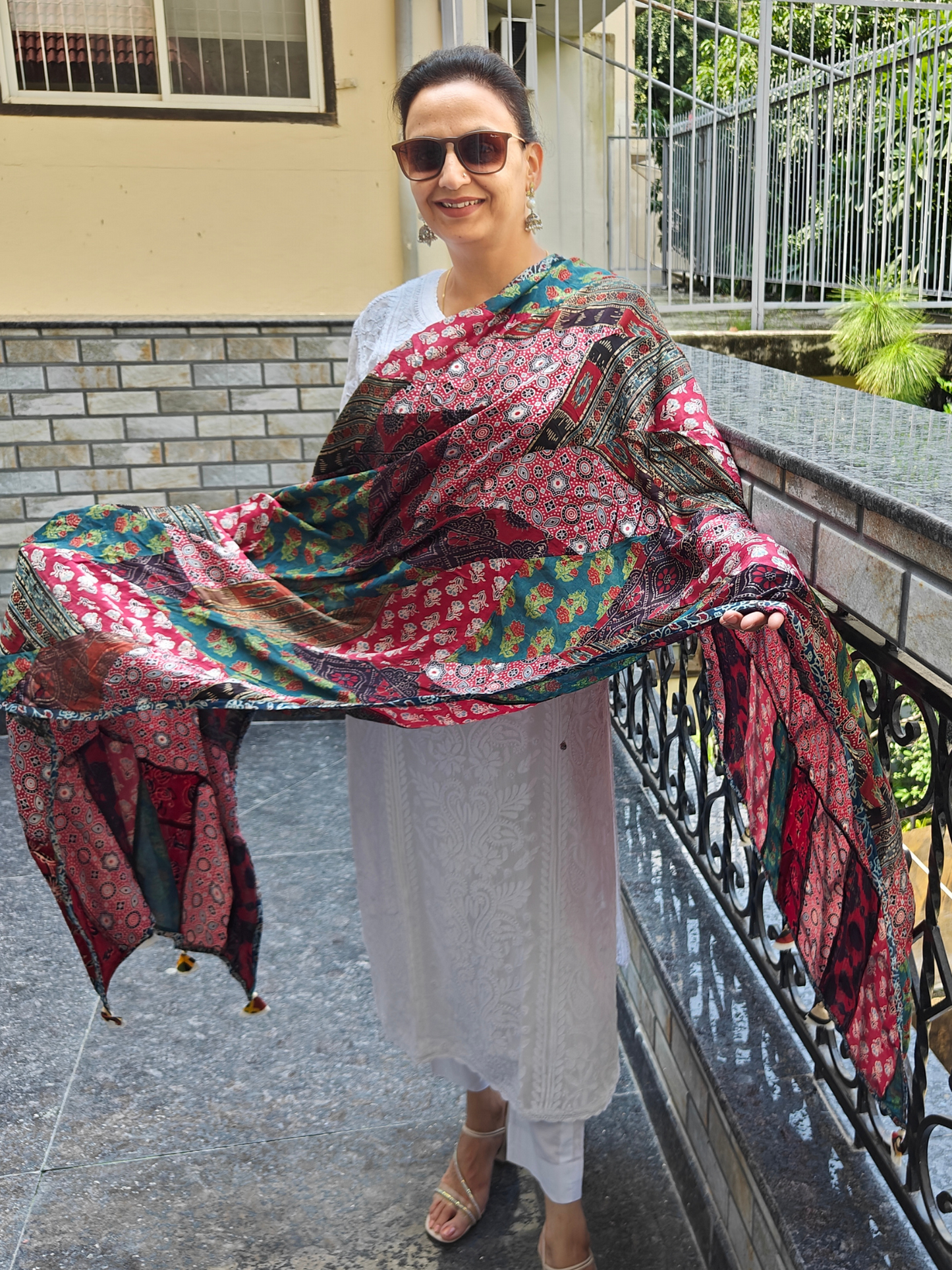 Ajrakh Patch Work Dupatta