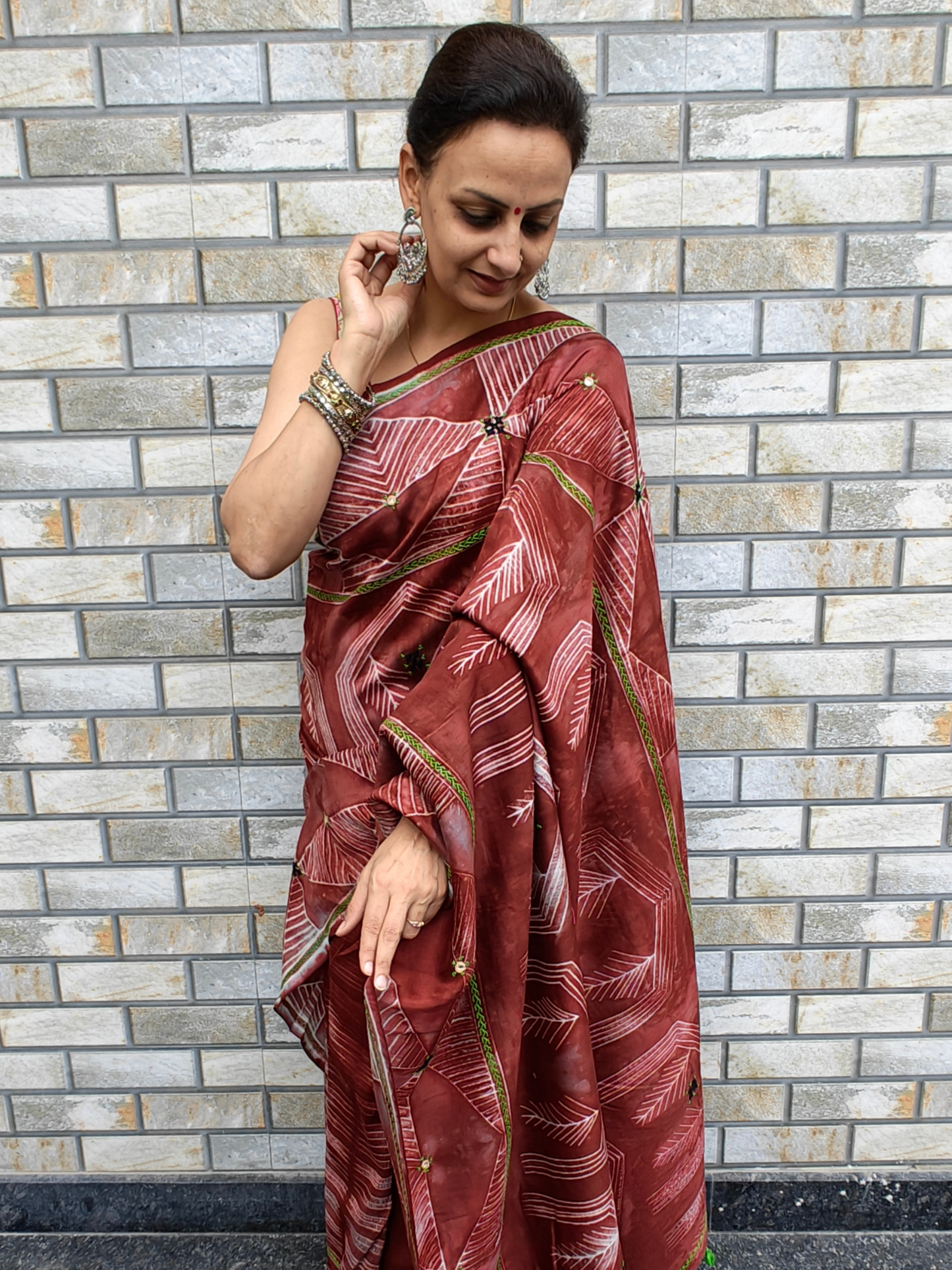 Rust Shibori Handcrafted Saree