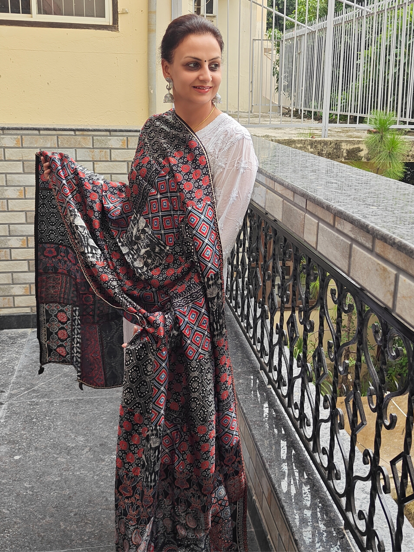 Ajrakh Patch Work Dupatta