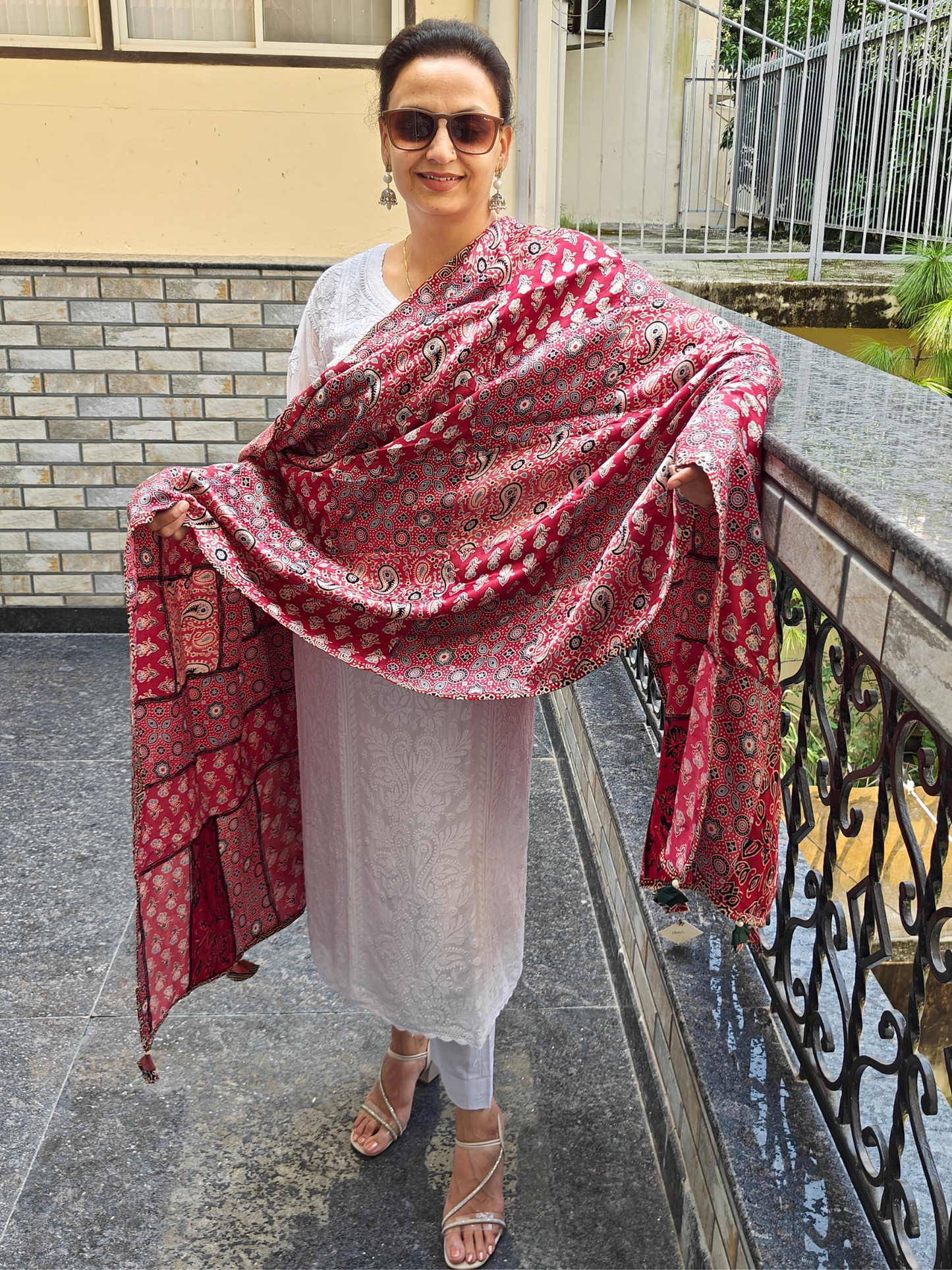 Ajrakh Patch Work Dupatta