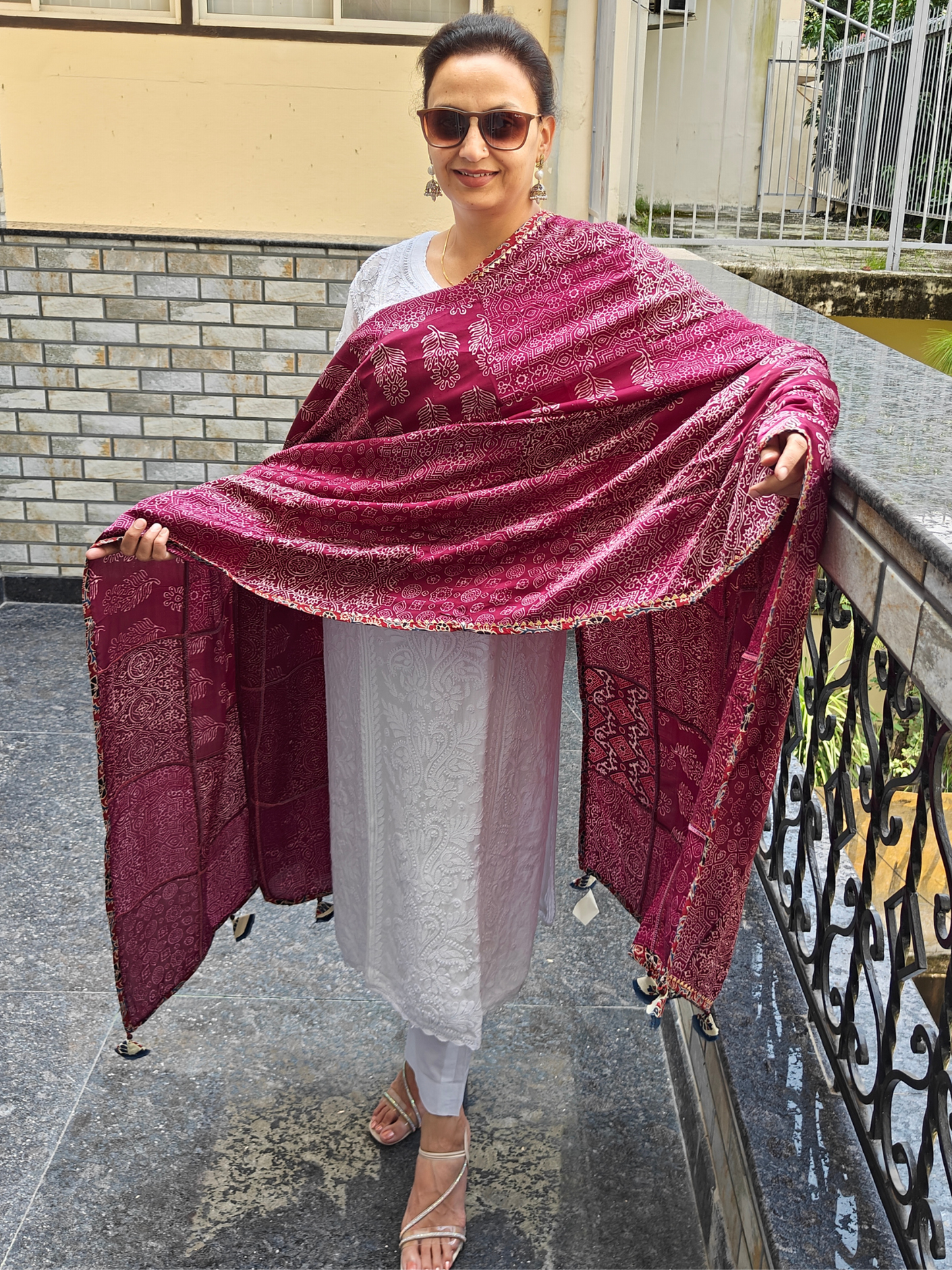 Ajrakh Patch Work Dupatta