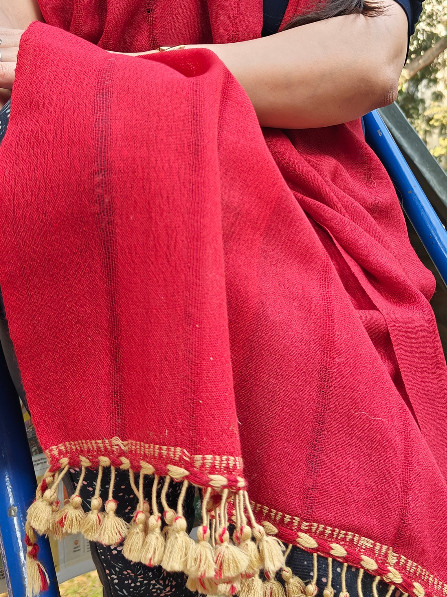 Red Solid Handwoven Wollen Stole