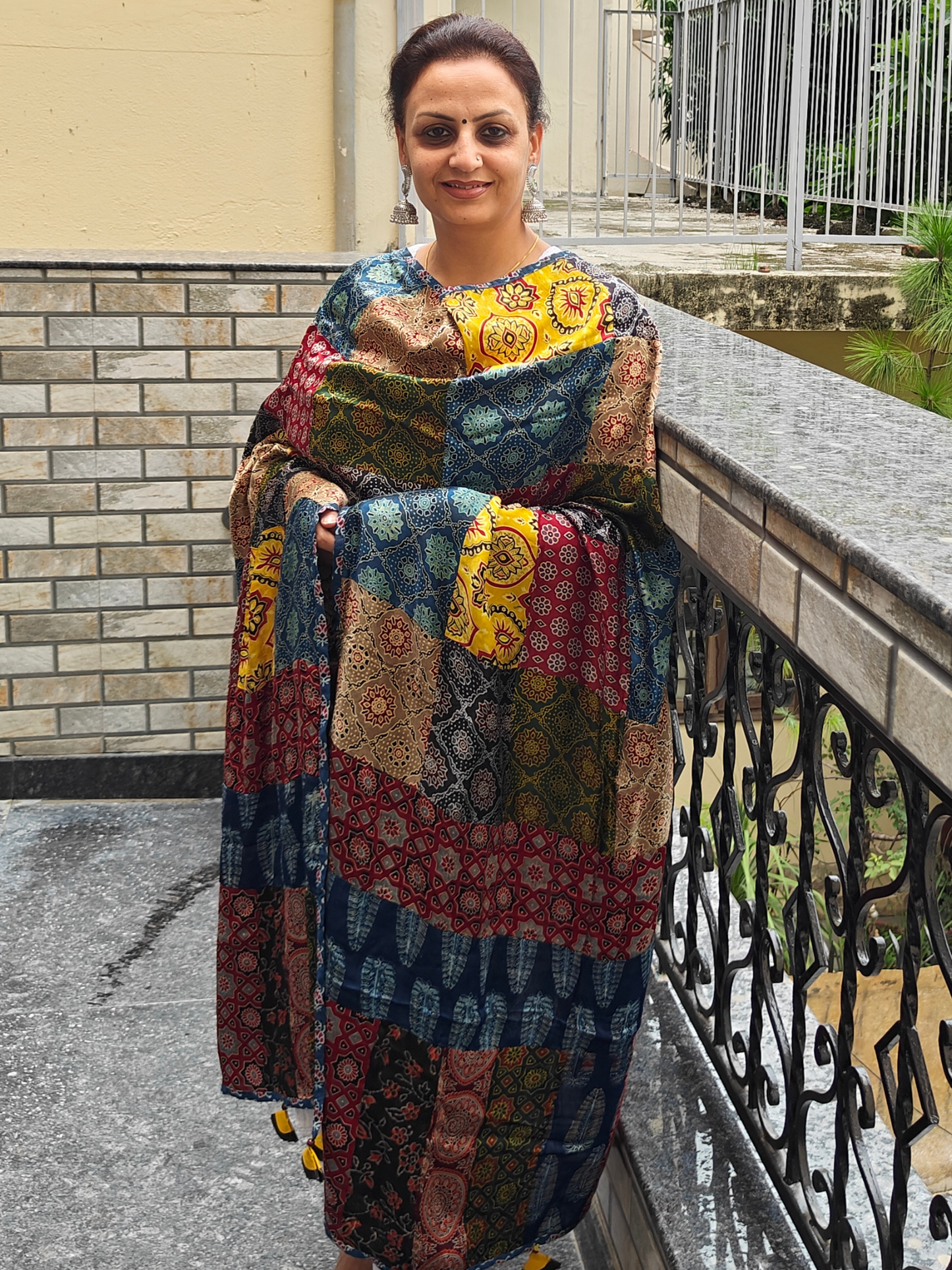 Ajrakh Patch Work Dupatta