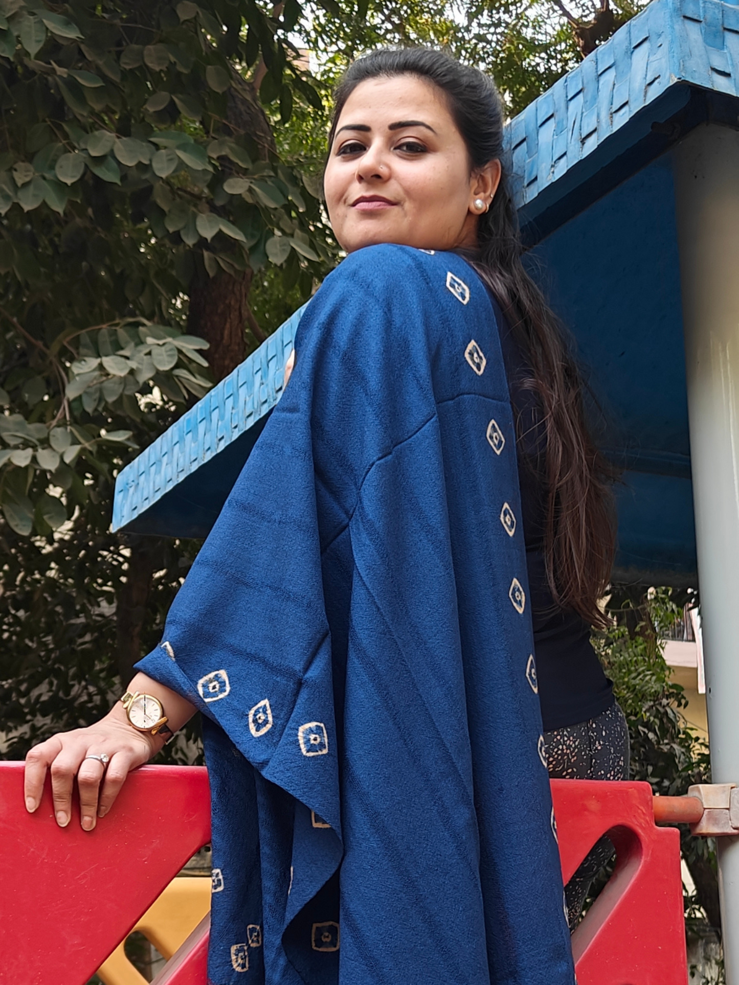 Indigo Blue Handwoven Woollen Stole