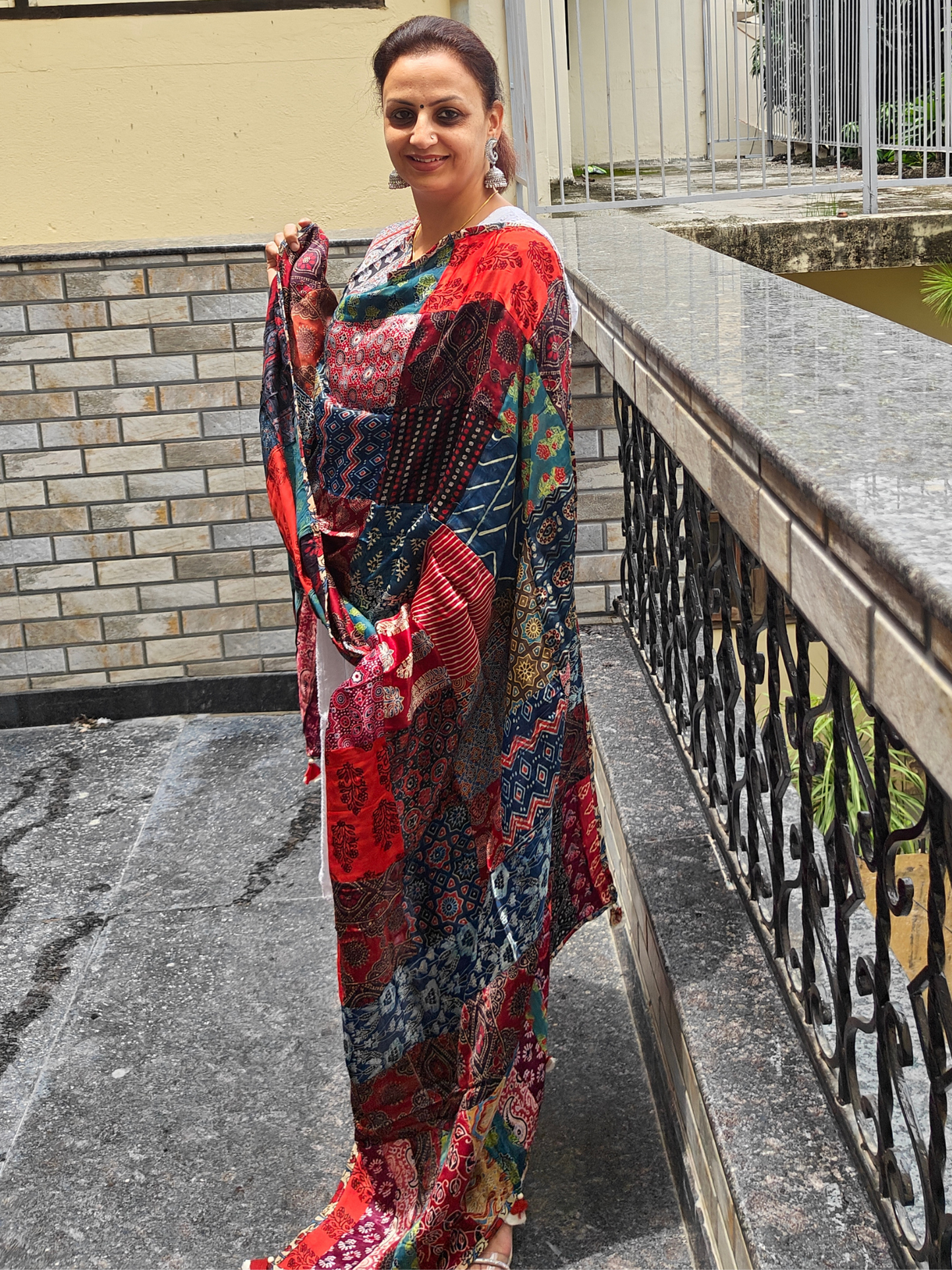 Ajrakh Patch Work Dupatta
