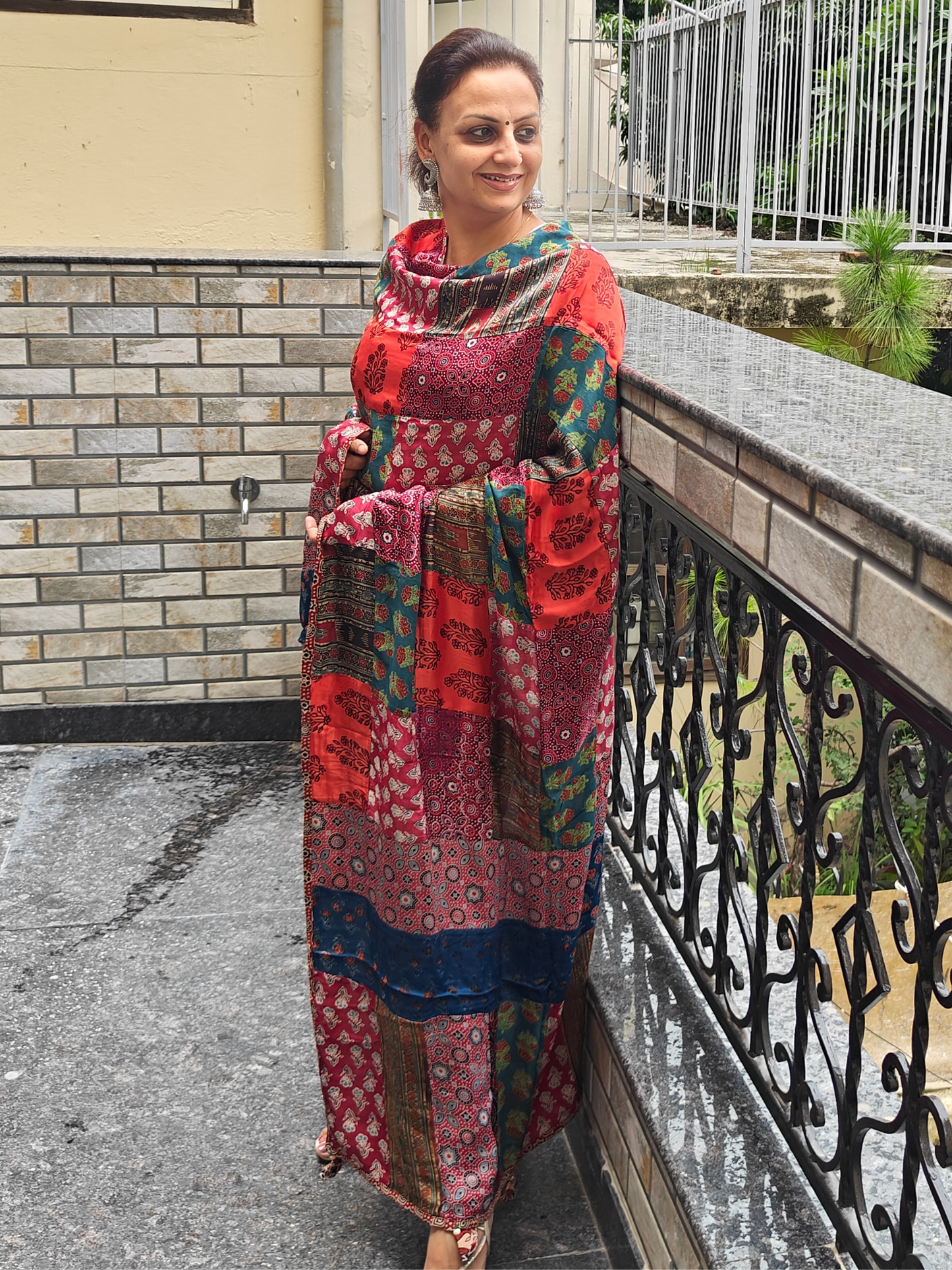 Ajrakh Patch Work Dupatta