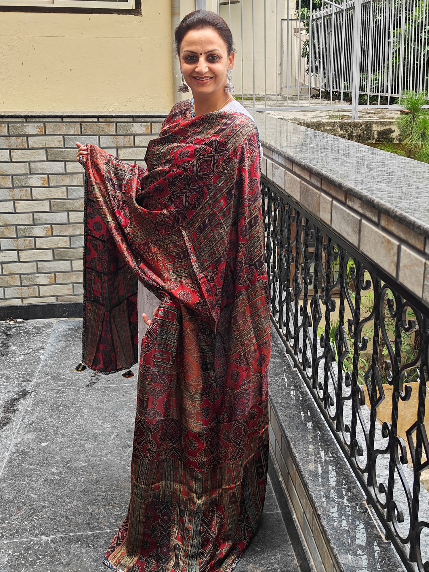 Ajrakh Patch Work Dupatta