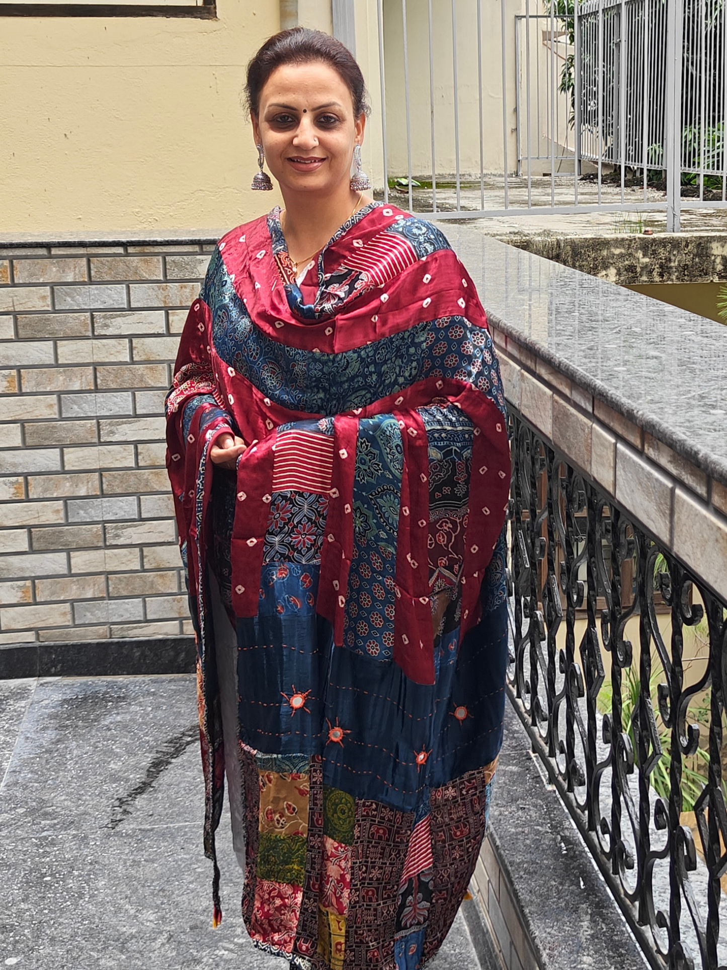 Ajrakh Patch Work Dupatta