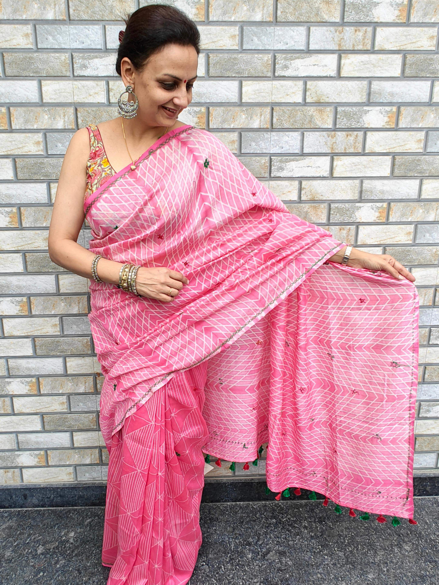 Pink Shibori Handcrafted Saree
