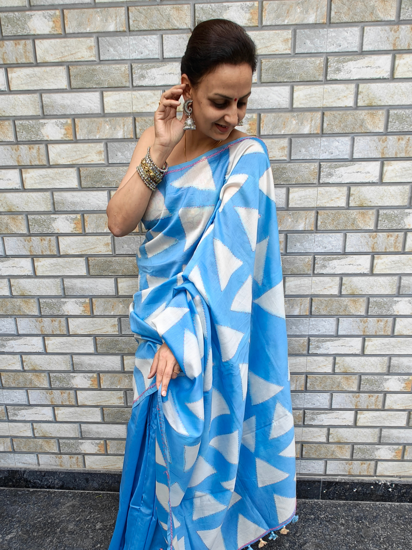 Pastel Blue Shibori Clamp Dyed Handcrafted Saree