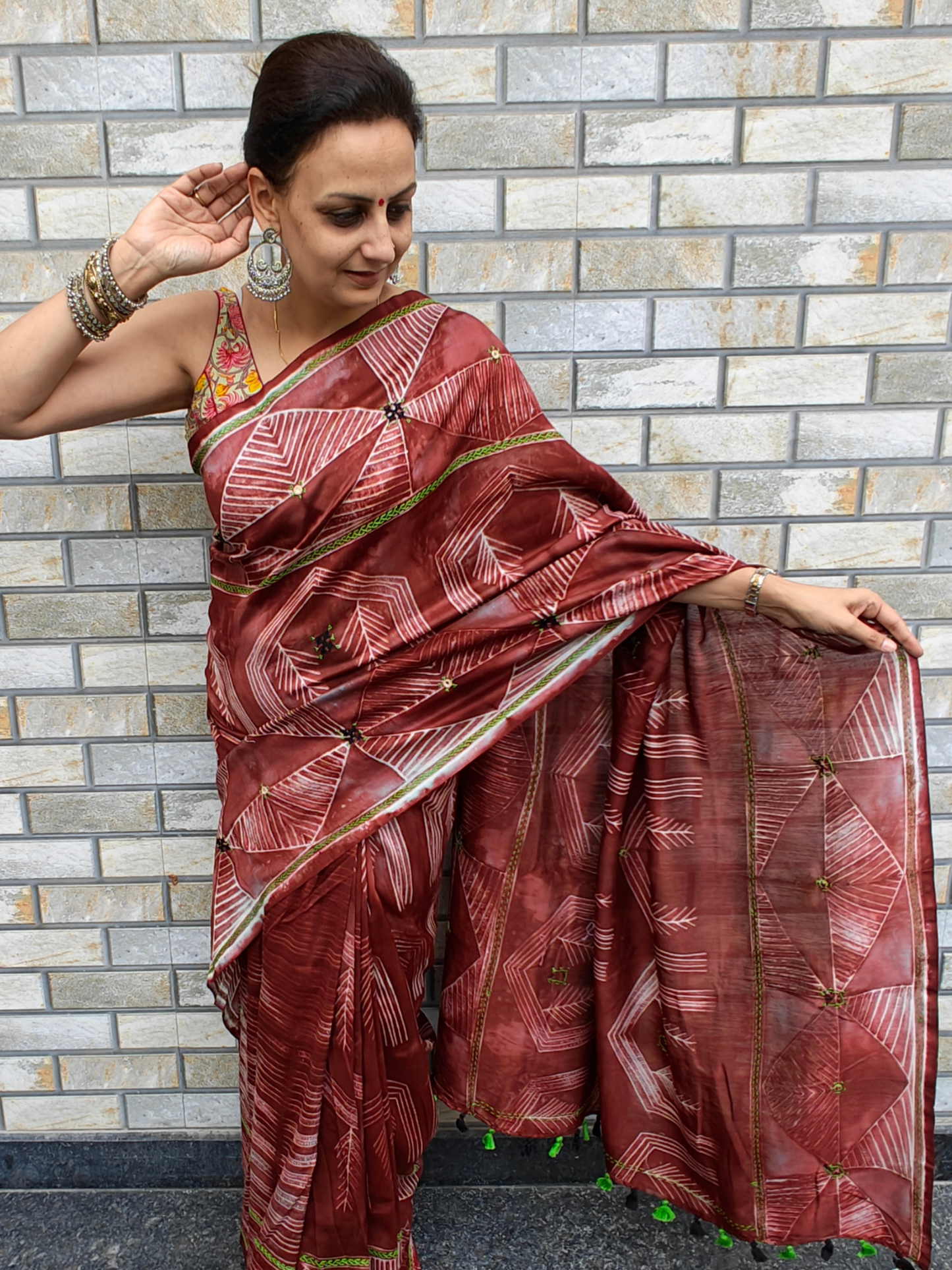 Rust Shibori Handcrafted Saree