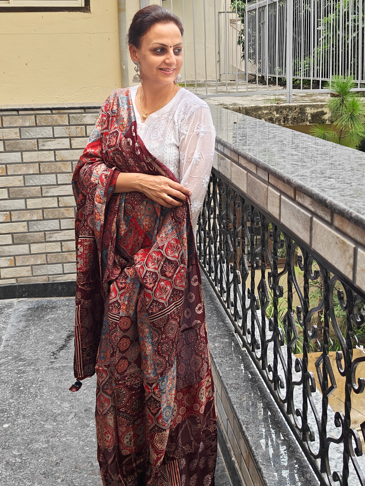 Ajrakh Patch Work Dupatta