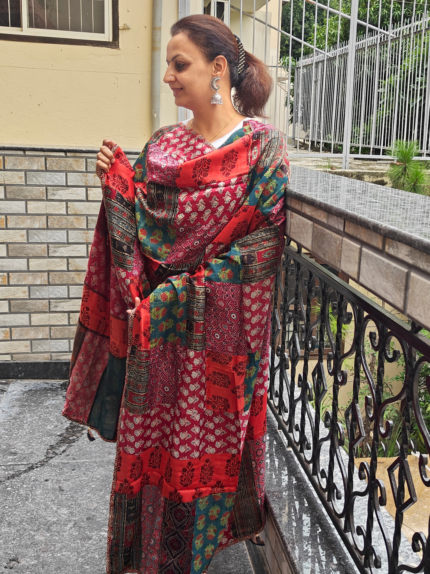 Ajrakh Patch Work Dupatta