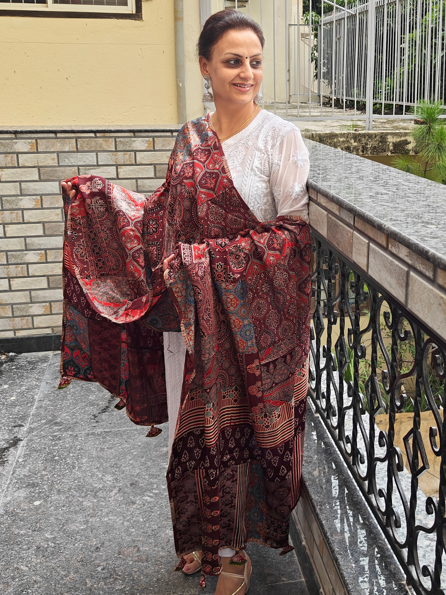 Ajrakh Patch Work Dupatta