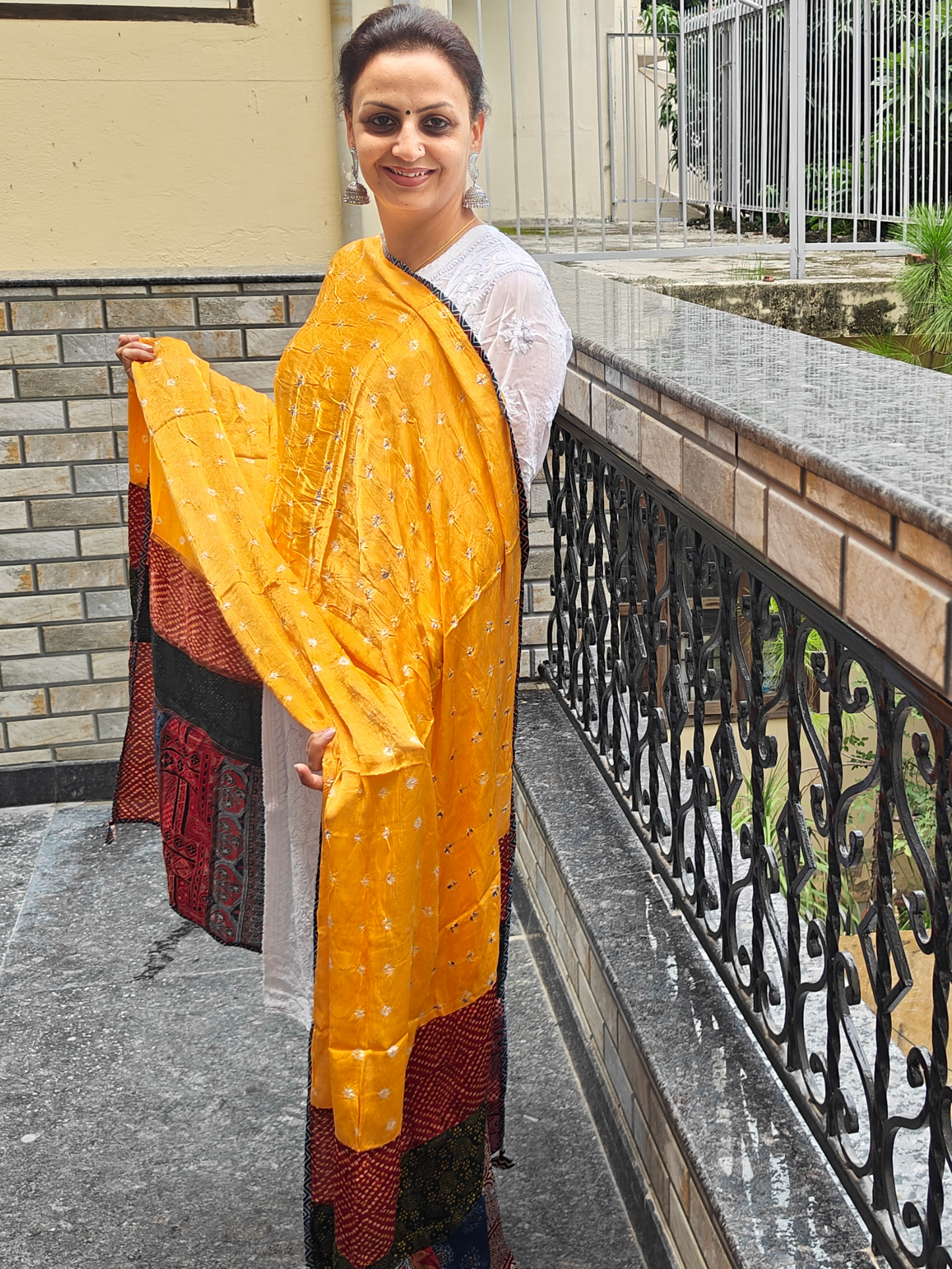 Ajrakh Patch Work Dupatta